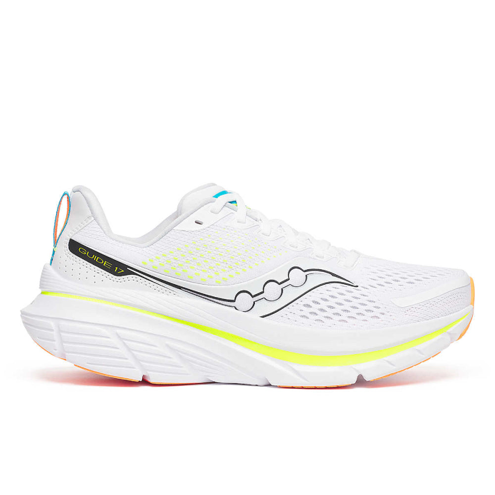 Saucony Guide 17 Running Shoes for Men - White & Black - Size 12.5 D Medium - Lightweight Cushioned Road Running Sneakers for Jogging, Training & Daily Wear