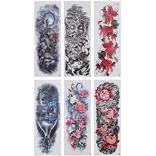 Creative Tattoo Stickers - Full Sleeve Temporary Body Art for Adults (6pcs) - Perfect for Parties & Festivals