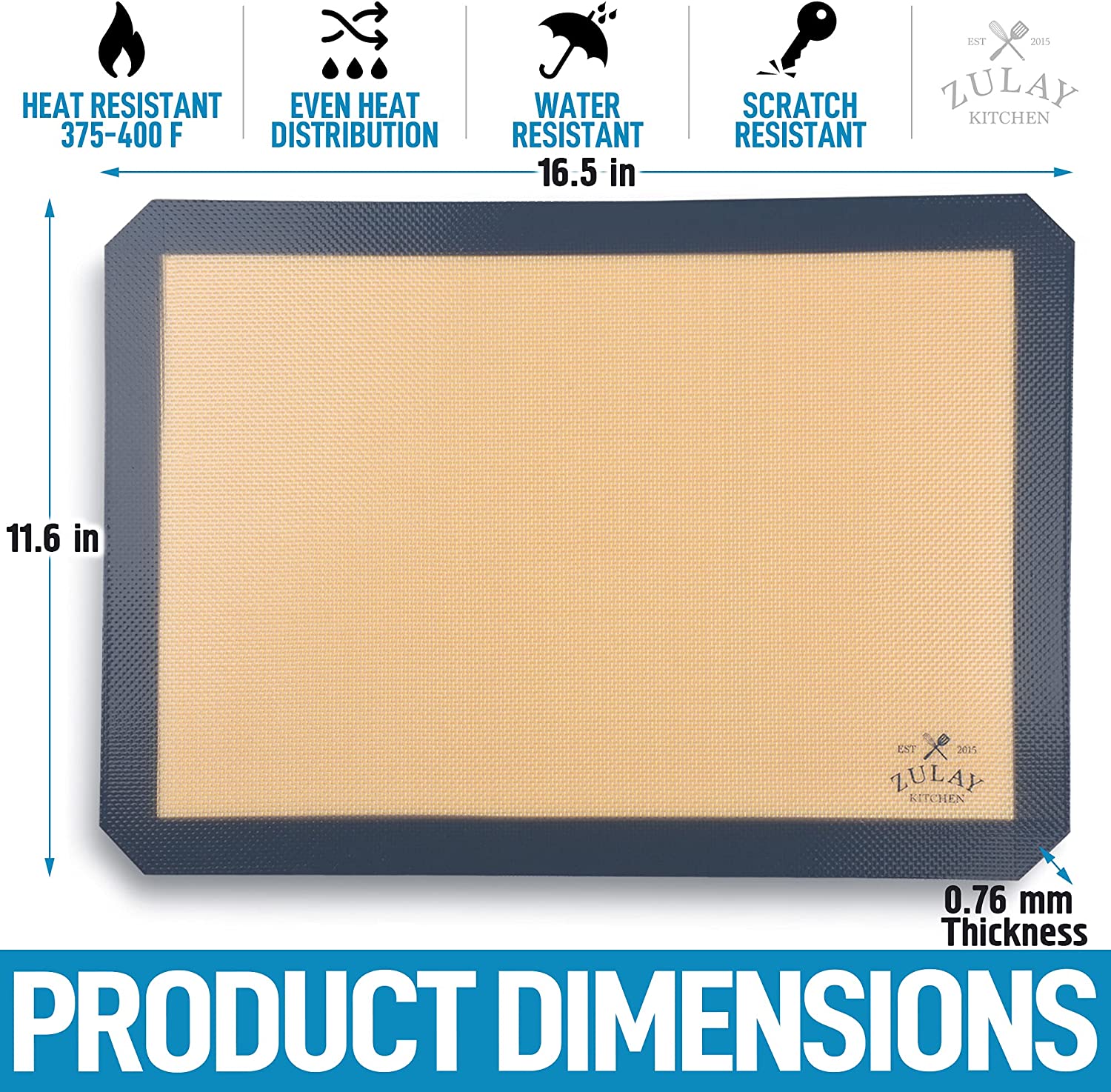 (2 Pack) Non-Stick Silicone Baking Mats - Reusable, BPA-Free for Cookies, Pastry, Bread - Perfect for Baking, Roasting & Air Frying
