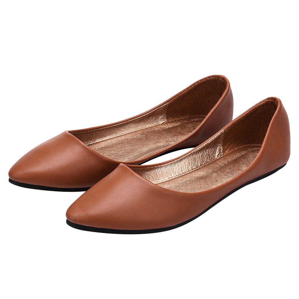 ANUFER Women's Pointed Toe Ballet Flats - Slip On Dress Pumps Shoes - Soft Microfiber Leather - Comfortable & Elegant for Work, Party & Daily Wear