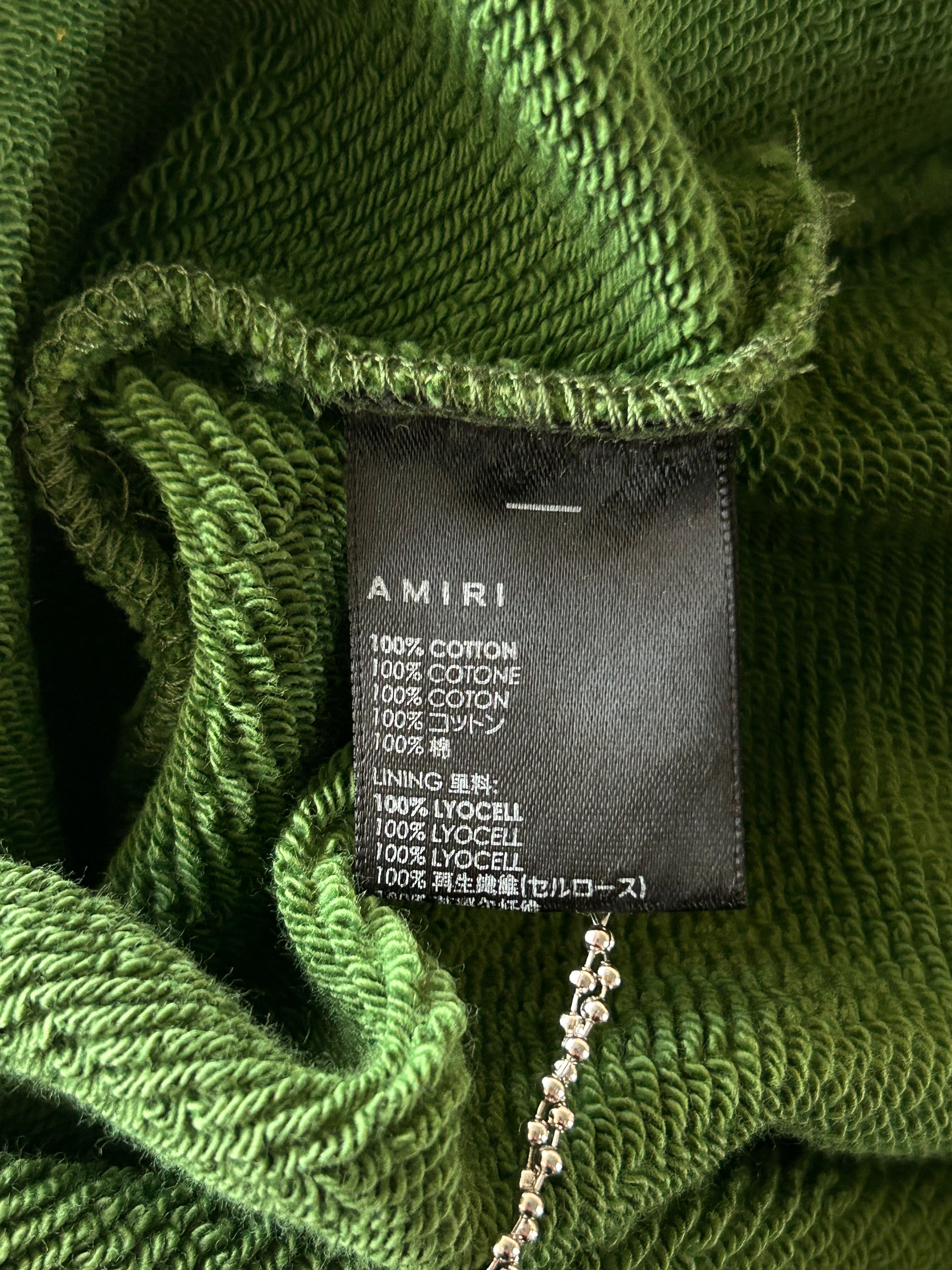Amiri Green & Yellow Track Logo Hoodie for Men - Stylish Streetwear Pullover for Casual Outfits & Urban Fashion