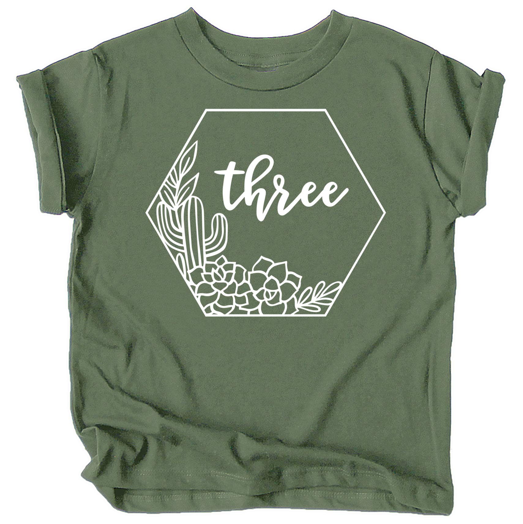 Olive Loves Apple Hexagon Print 3rd Birthday Shirt for Girls - Cute Desert-Themed Toddler Outfit for Birthday Parties & Photo Shoots