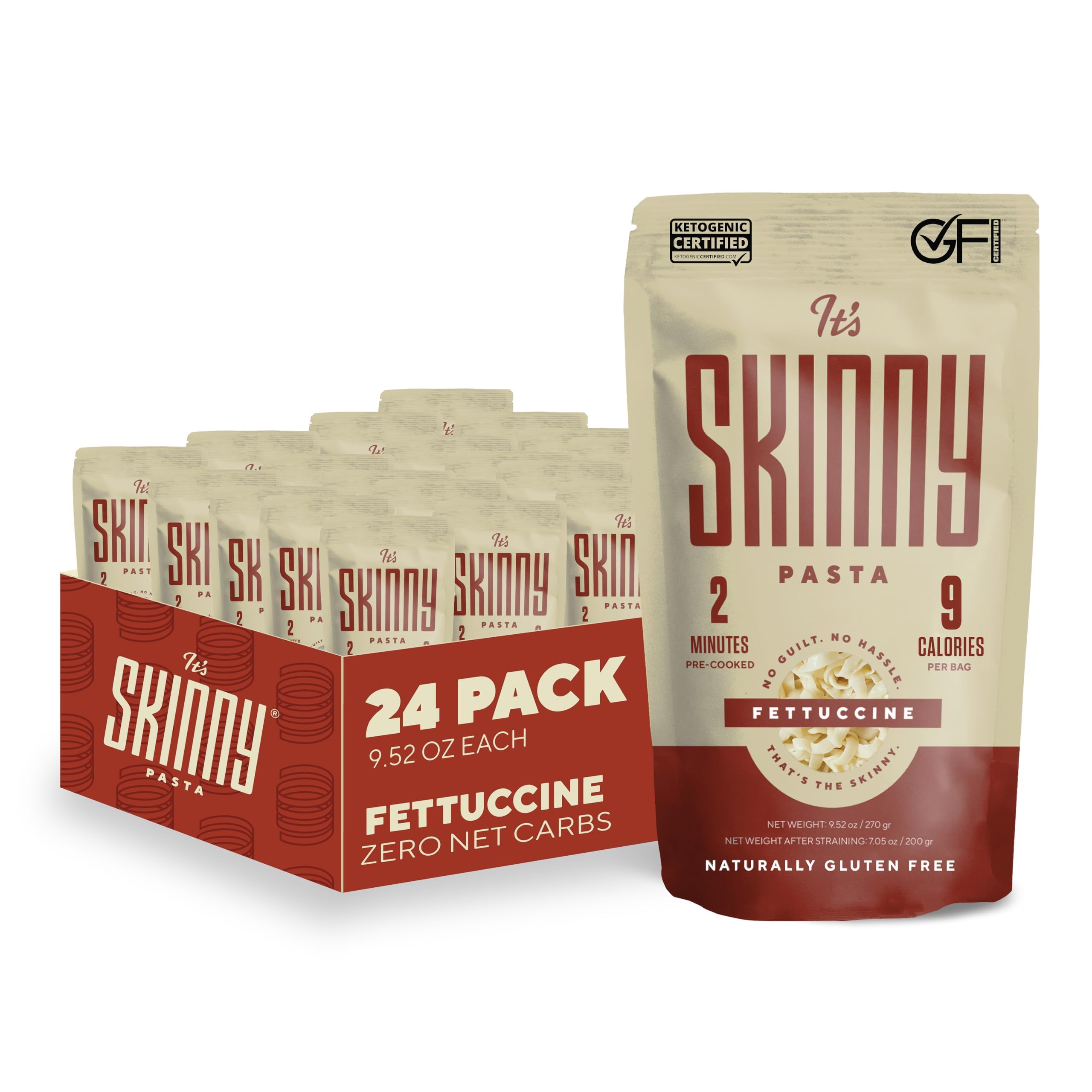 It's Skinny Low Carb Pasta - Pre-cooked Fettuccine Konjac Shirataki Noodles | Gluten Free, Vegan, Keto-Friendly (24-Pack) | Perfect for Weight Loss, Healthy Meals & Low-Carb Diets