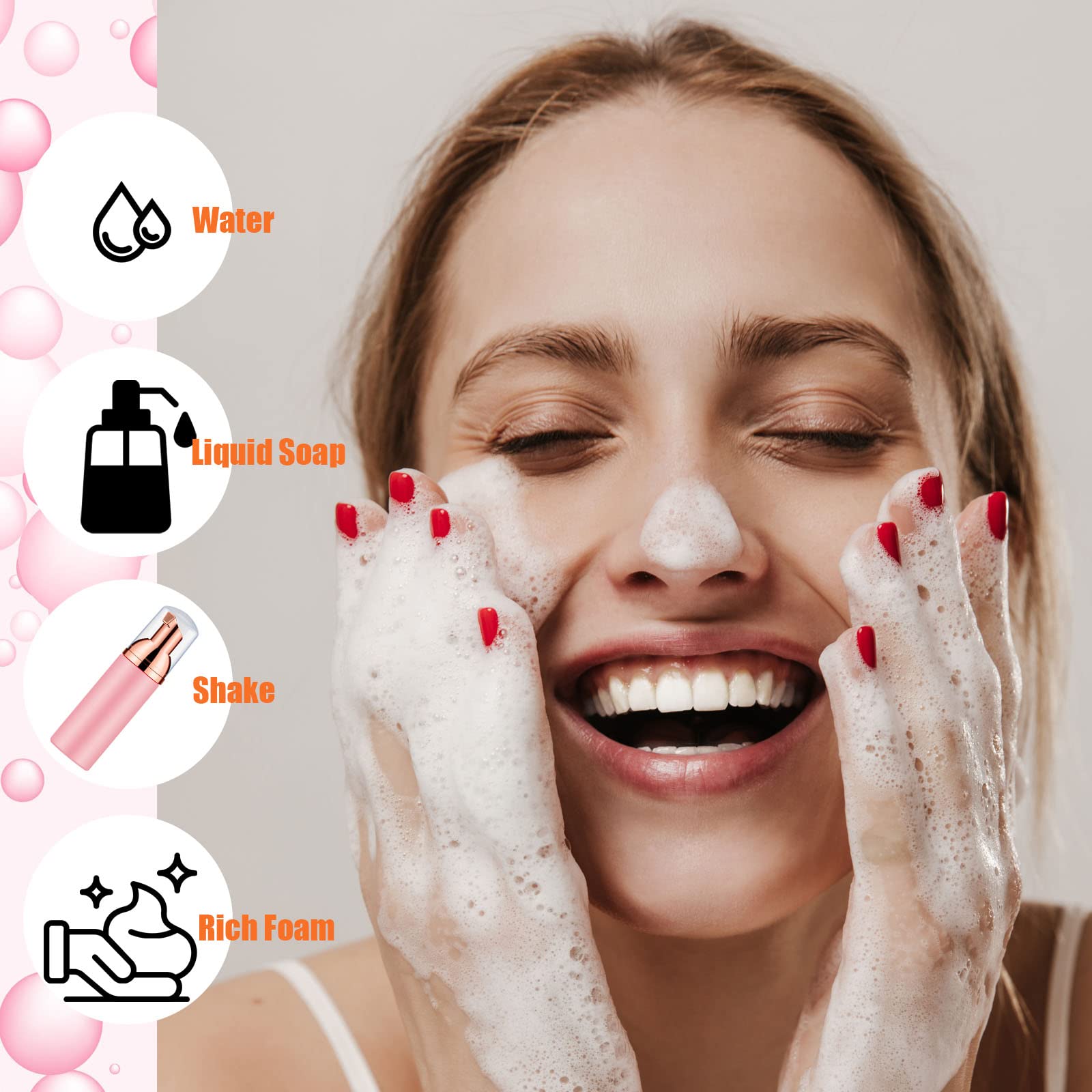 2 Oz Empty Foam Pump Bottles (12 Pack) - Travel Size Foaming Soap Dispensers for Hand Soap, Lash Shampoo & Facial Cleanser - Pink & Rose Gold - Perfect for Travel, Salon & Home Use