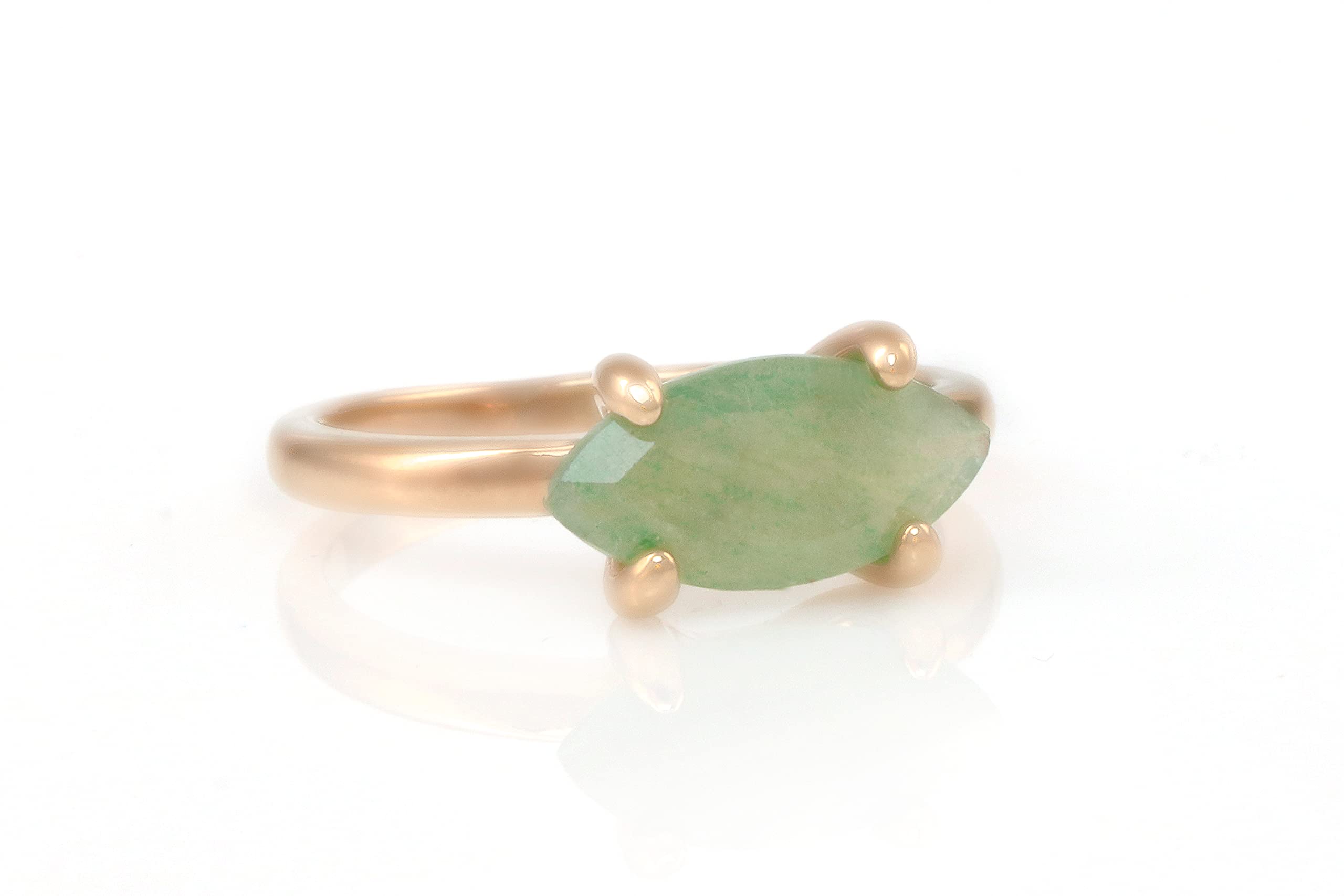 Rose Gold Anemone Green Aventurine Ring - Boho Stackable Jewelry for Women - Perfect for Everyday Wear & Gifting