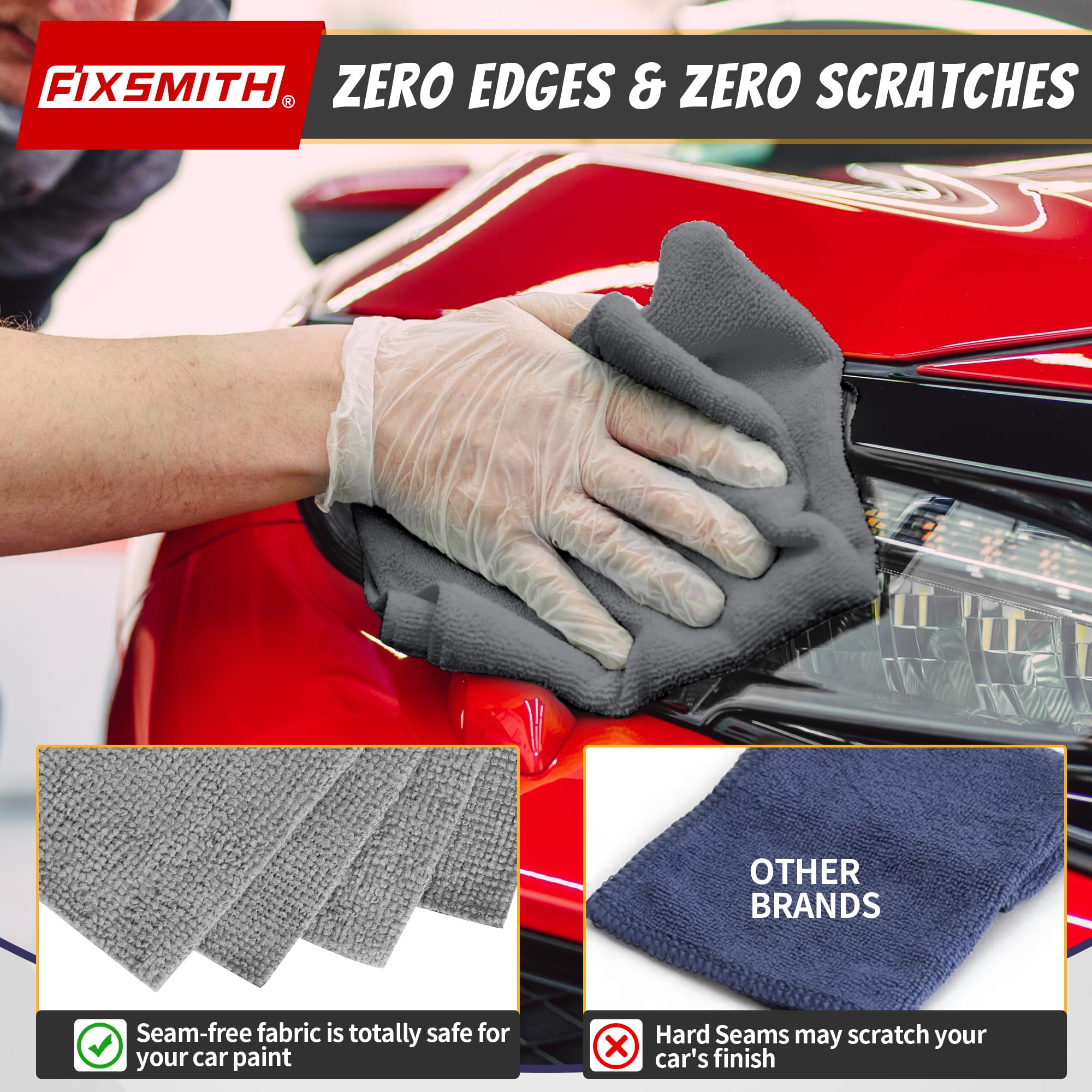 FIXSMITH 50-Pack Grey Microfiber Cleaning Cloths - 11.5