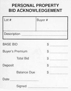 2-Part Personal Property Bid Forms - 250/Pack | Carbonless Duplicate for Auctions, Estate Sales & Legal Documentation