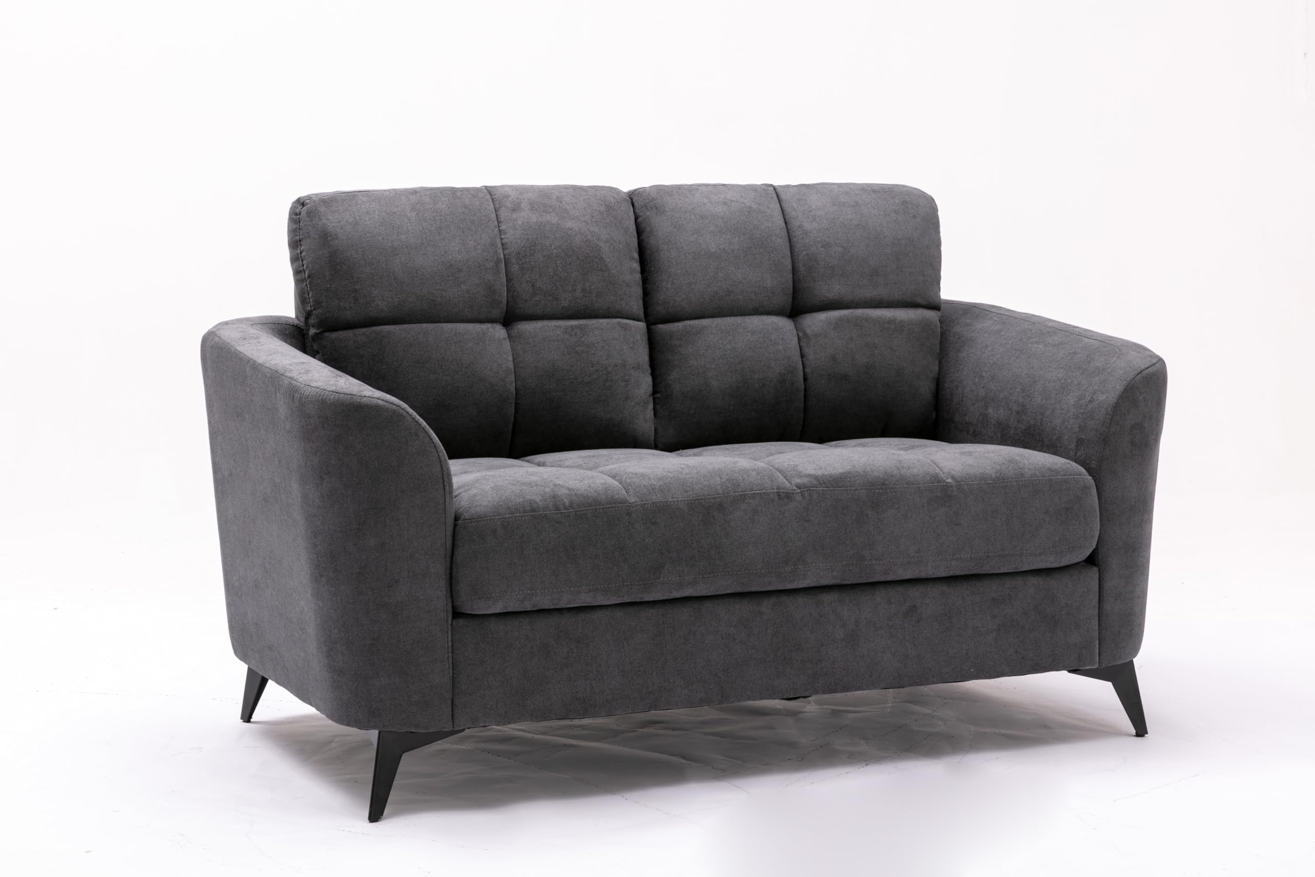 Lilola Home Callie Gray Woven Fabric Loveseat - Modern Small Sofa for Living Room, Apartment & Office | Comfortable 2-Seater Couch with Sturdy Frame