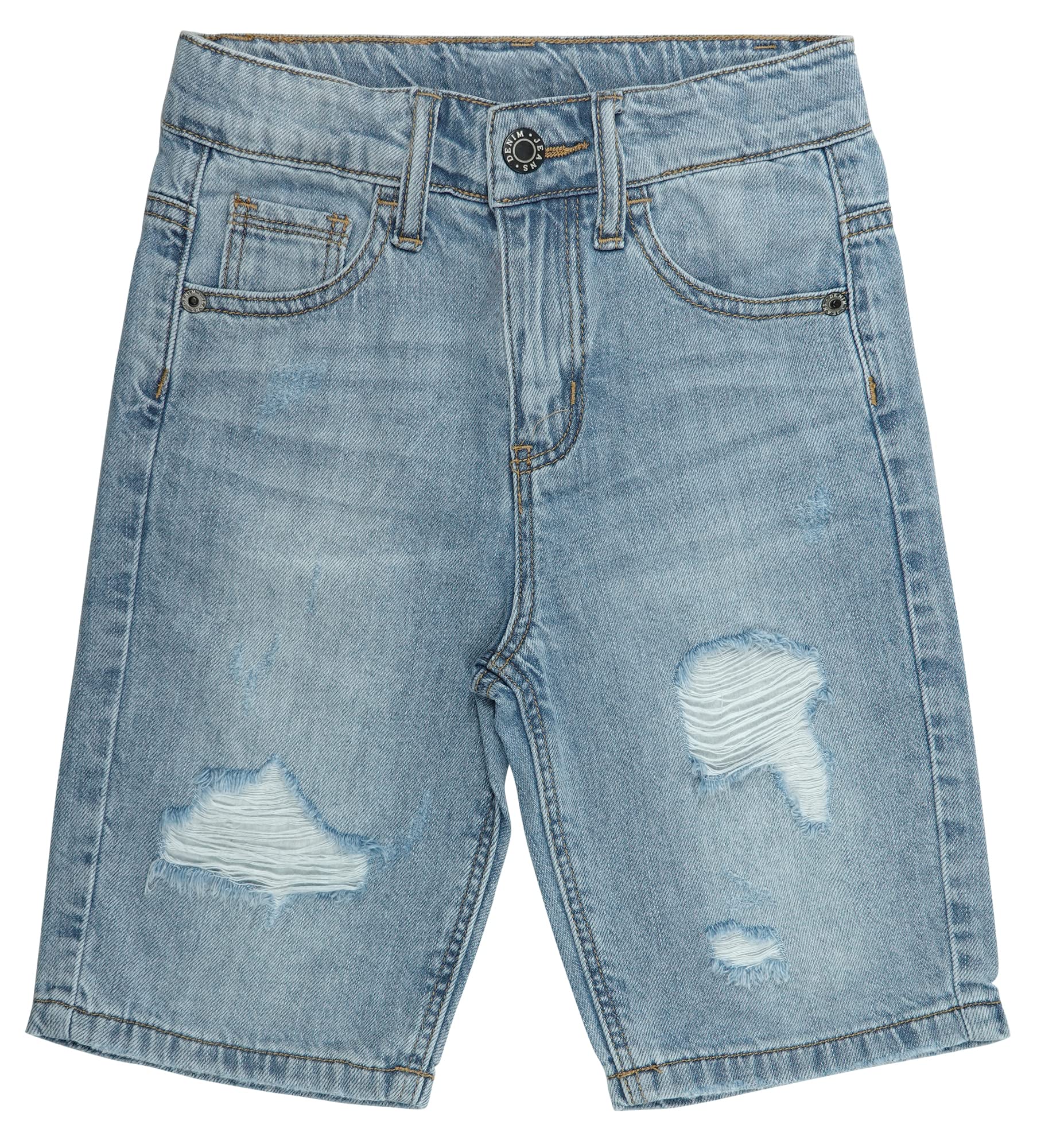 KIDSCOOL SPACE Boys' Ripped Denim Shorts - Stretchable Elastic Waist Summer Jeans for Kids | Perfect for Playdates, Beach Outings & Casual Wear