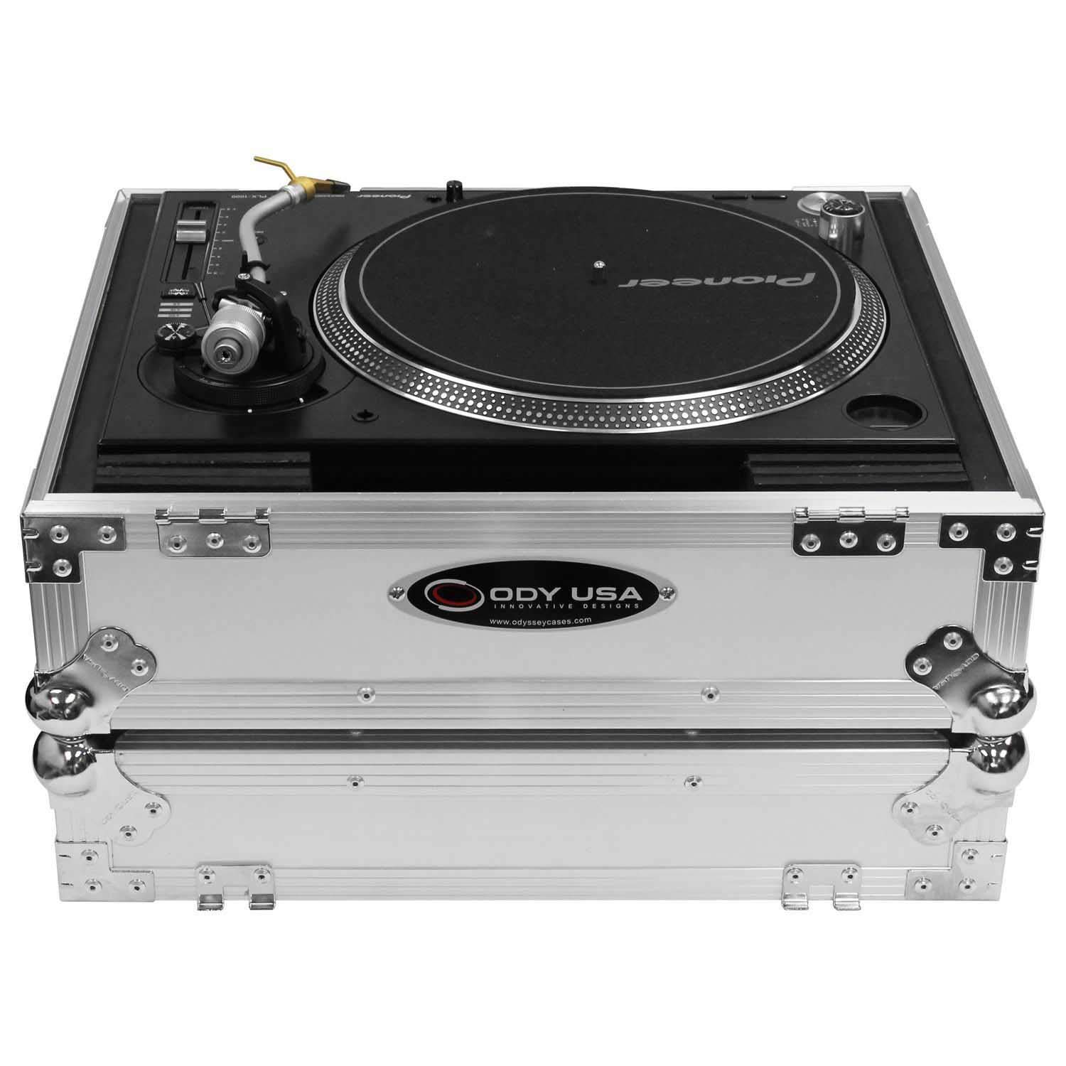 Odyssey FZ1200WT Professional DJ Turntable Flight Case - Heavy Duty White Protective Cover for Vinyl Record Players | Perfect for Travel, Studio & Live Performances