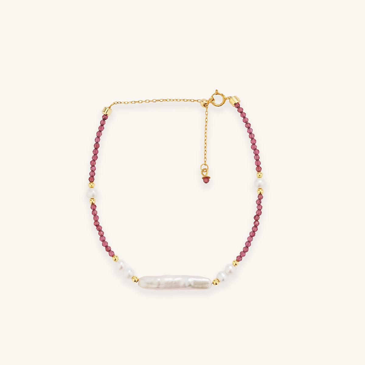 Garnet Baroque Pearl Bracelet for Women - Elegant Handmade Jewelry Gift for Birthday, Anniversary & Special Occasions