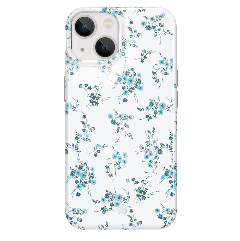 French Blue Floral iPhone Case - Elegant Flower Design Protective Cover for iPhone 13/14/15 Pro Max - Perfect for Everyday Use, Travel & Gift Giving