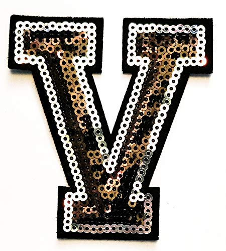 Black Sequins Letter V