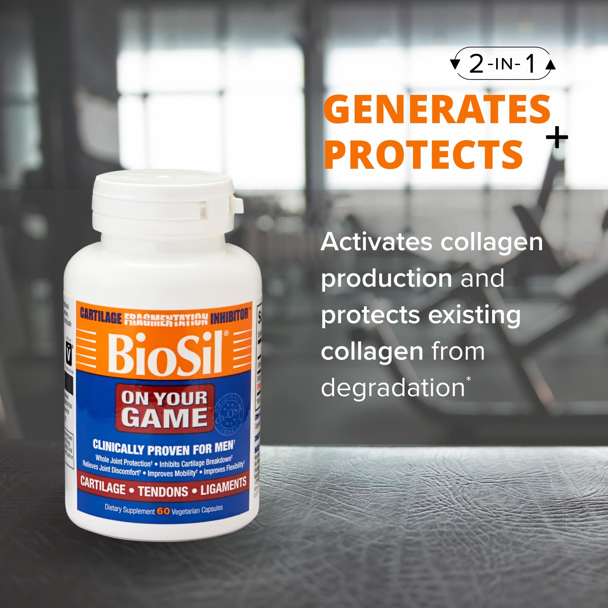 Biosil On Your Game - 60 Vegetarian Capsules - Patented ch-OSA Complex for Joint Pain Relief & Collagen Production - Supports Flexibility & Mobility - Non-GMO, 30-Day Supply - Ideal for Athletes, Seniors & Active Lifestyles
