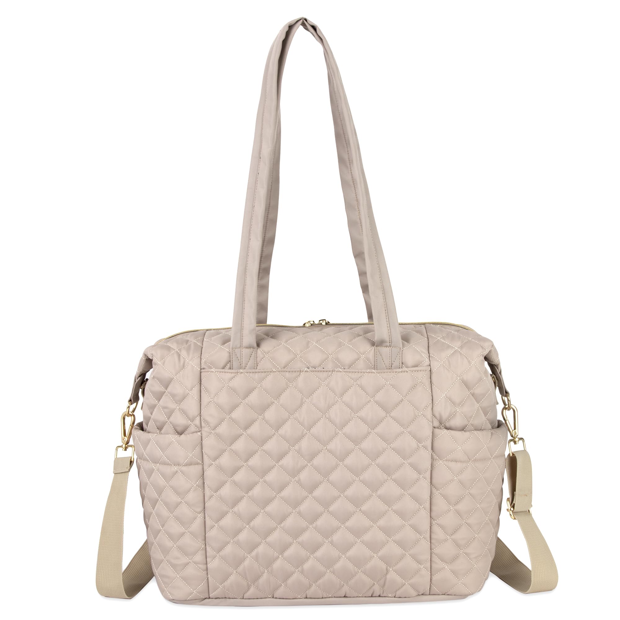Jessica Simpson Quilted Crossbody Diaper Bag & Tote Purse Set for Baby Girls & Boys - Includes Changing Pad & Insulated Compartment | Perfect for Travel, Shopping & On-the-Go Parenting