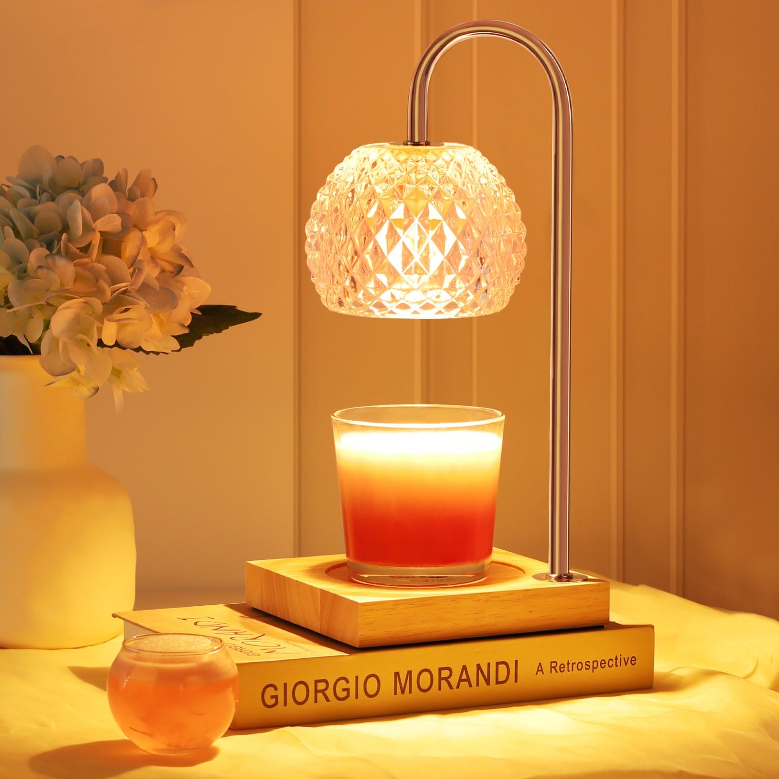 Premium Candle Warmer Lamp for Jar Candles - 7-Level Dimmer with 2/4/8H Timer & 2 Bulbs - Wax Melting Top for Scented Candles (Clear) - Perfect for Home, Office & Spa Relaxation