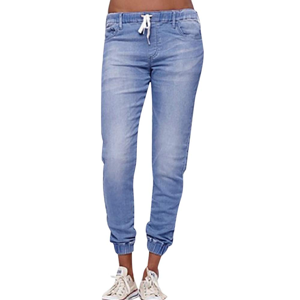 Women's Loose Fit Cropped Sweatpants with Elastic Waist & Drawstring - Casual Denim Joggers for Fall | Perfect for Lounging, Running Errands & Weekend Outfits