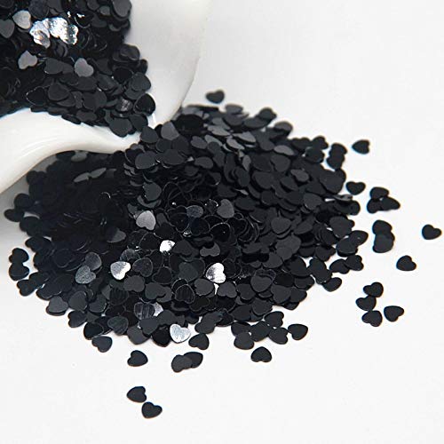 30g/Lot Black Sequin for Sewing - DIY Craft Sequins for Dresses, Tablecloths, Backdrops & Curtains - 3mm Heart Shaped Loose Sequins for Women's Fashion & Home Decor Projects
