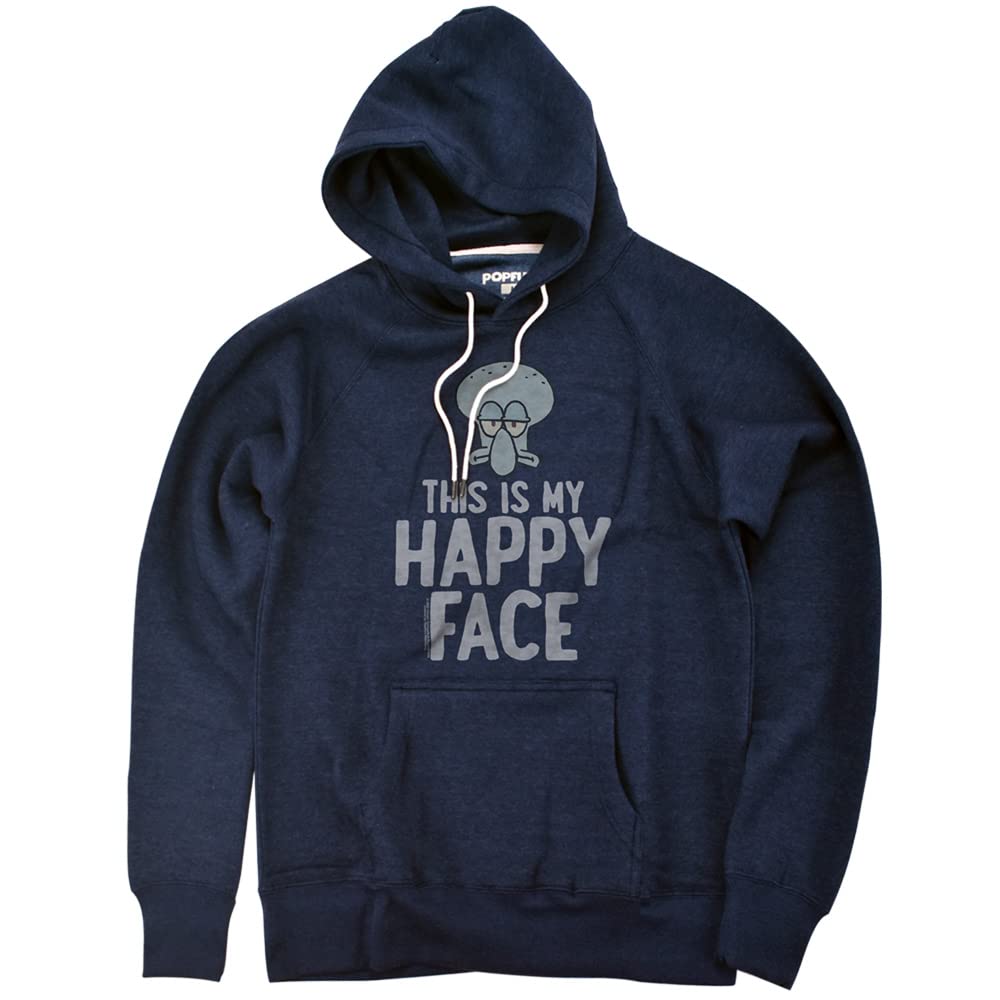 Popfunk Spongebob Happy Face Official Premium Ultrasoft Tri-Blend Hoodie - Comfortable Cartoon Character Sweatshirt for Men & Women - Perfect for Casual Wear, Gifts & Anime Fans