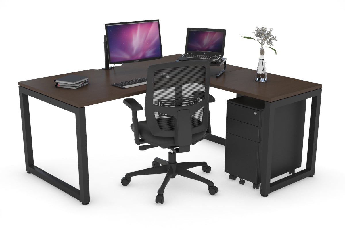 L-Shaped Corner Office Desk with Quadro Loop Legs - 1800L x 1800W, Cable Management Scallop - Perfect for Home Office, Gaming Setup & Workspace Organization