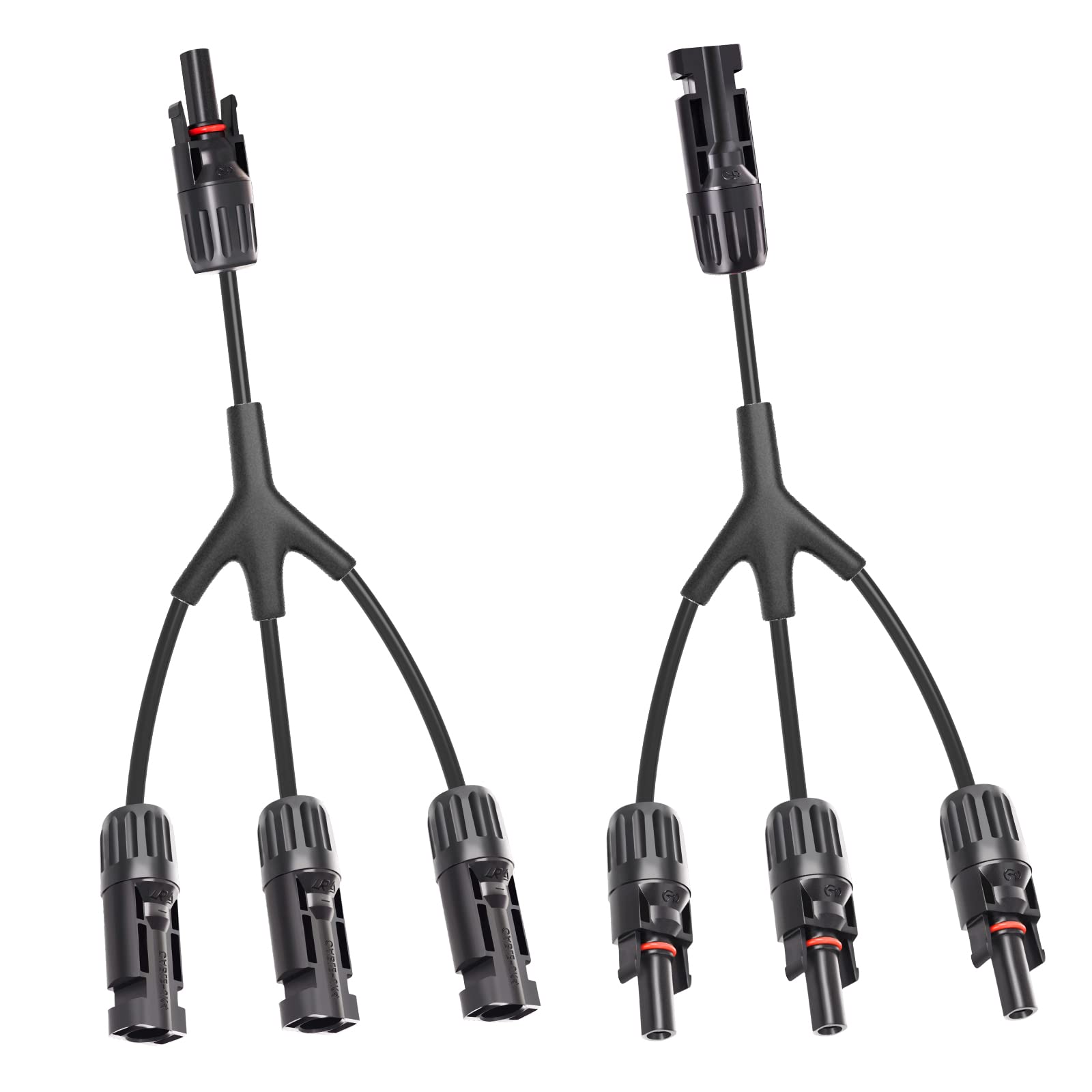 Goupchn Y Branch Solar Connectors - 1 Pair Solar Panel Parallel Adapter, 1 to 3 Splitter Cable with Waterproof Plug for RV, Boat & Off-Grid Solar Systems - DIY Solar Panel Wiring Tool Kit