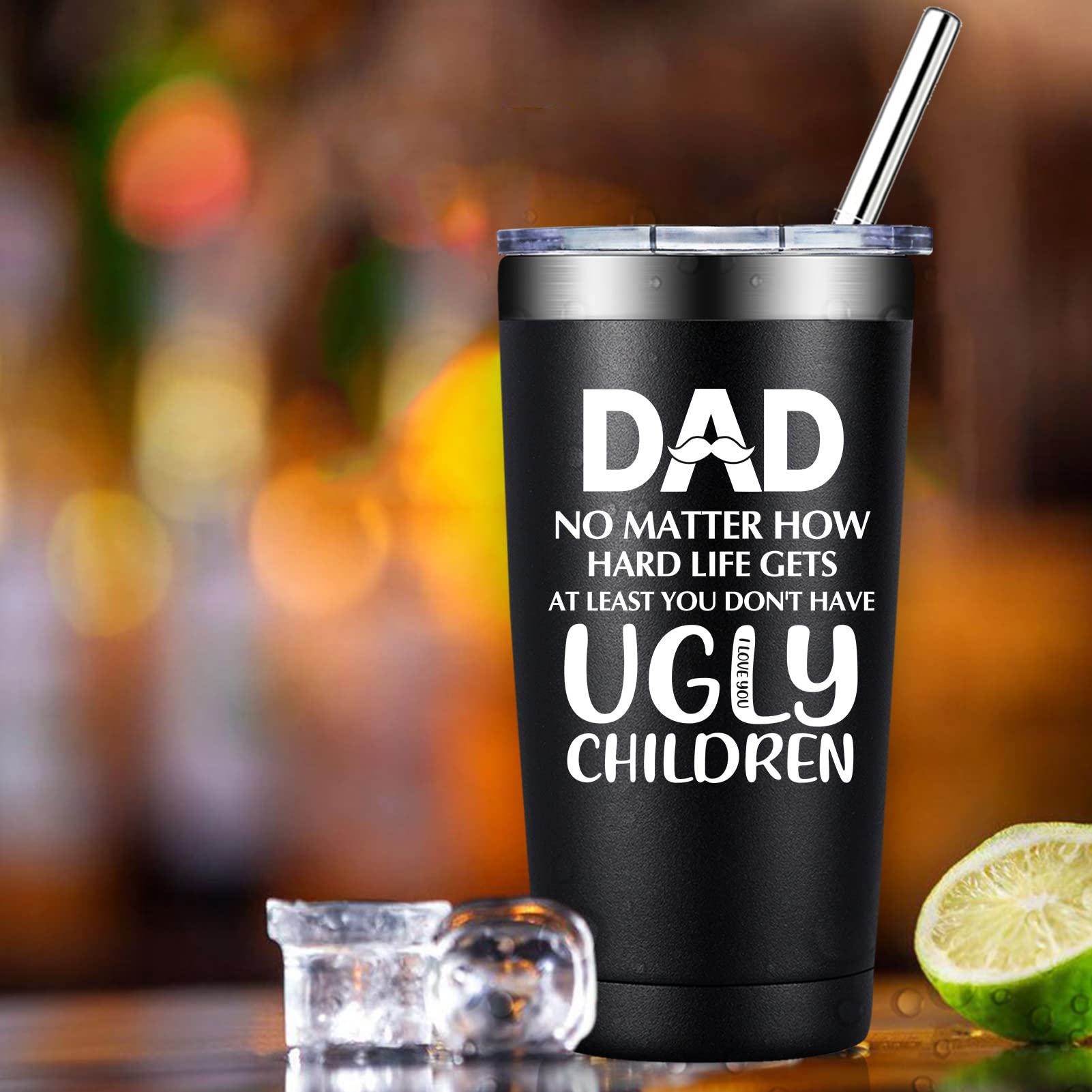 20 oz Dad Tumbler Cup - Inspirational Gift for Father from Daughter, Son, Kids & Wife - Perfect for Birthday, Father's Day & Christmas - Durable Travel Mug for Office, Gym & Outdoor Adventures