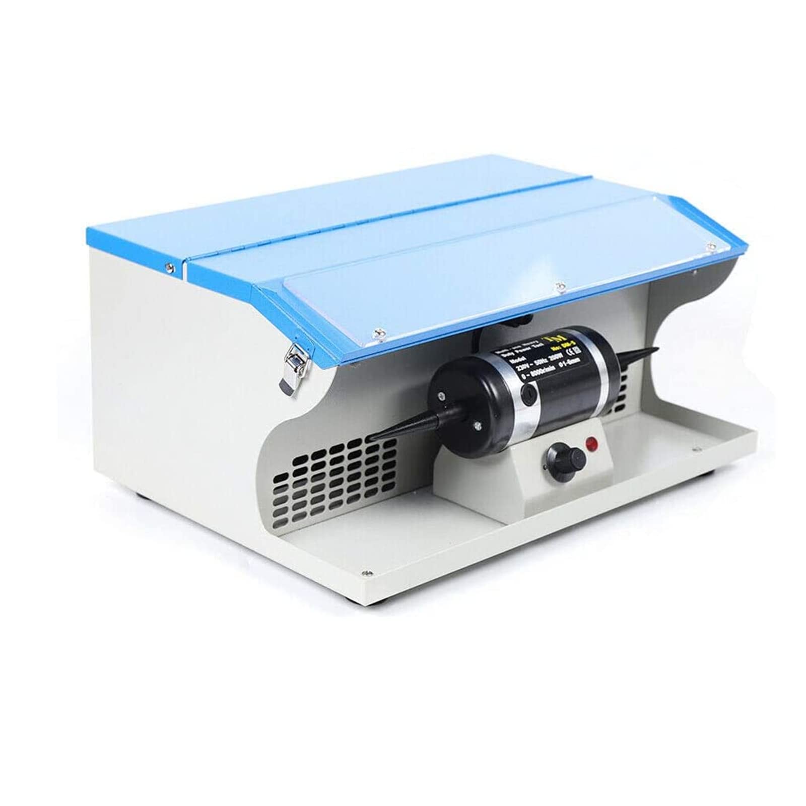 200W Jewelry Rock Polishing Machine with Dust Collector & Light - Bench Top Jewelry Polisher Tool for Gemstones, Metals & Crafts (110V) - Perfect for Jewelry Making, Lapidary Work & DIY Craft Projects