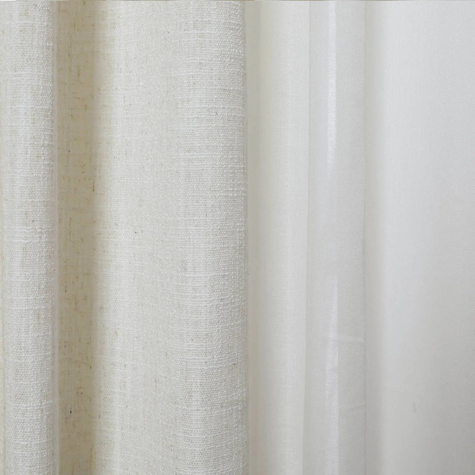 Half Linen Half Sheer Pleated Curtain Panels (Set of 2) - Elegant Window Drapes for Living Room, Bedroom & Dining Room Decor