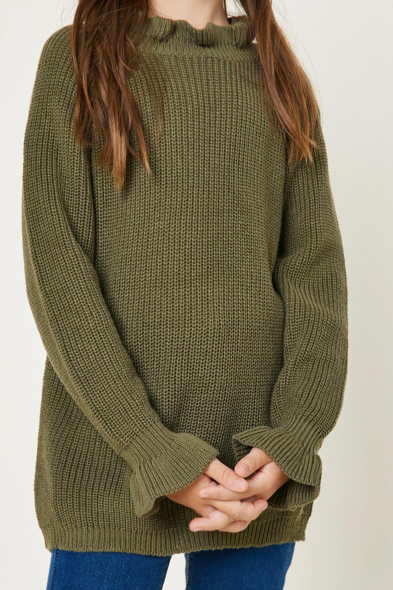 Elegant High Neck Ruffle Sweater for Women - Soft Knit Pullover Winter Top - Perfect for Office, Date Night & Holiday Parties