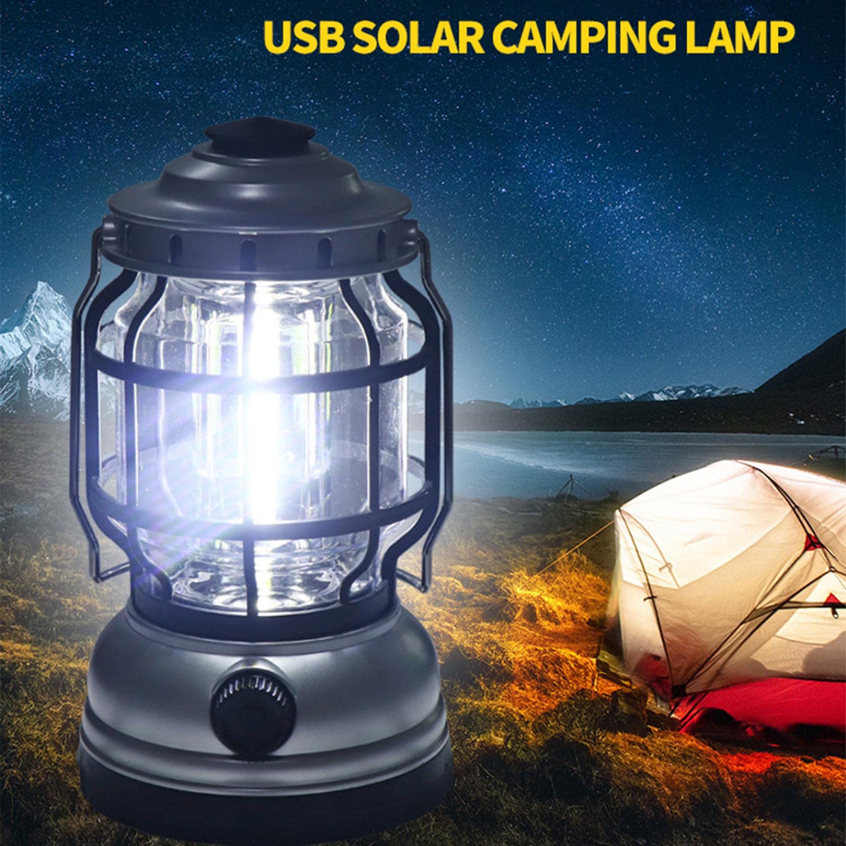 Rechargeable LED Camping Lantern - Waterproof Electric Camping Light with 3 Modes, Perfect for Emergency, Power Outages, Hiking & Outdoor Adventures (Silver/Bronze/Red) | Great for Camping, Backpacking, Hurricane Preparedness & Home Use