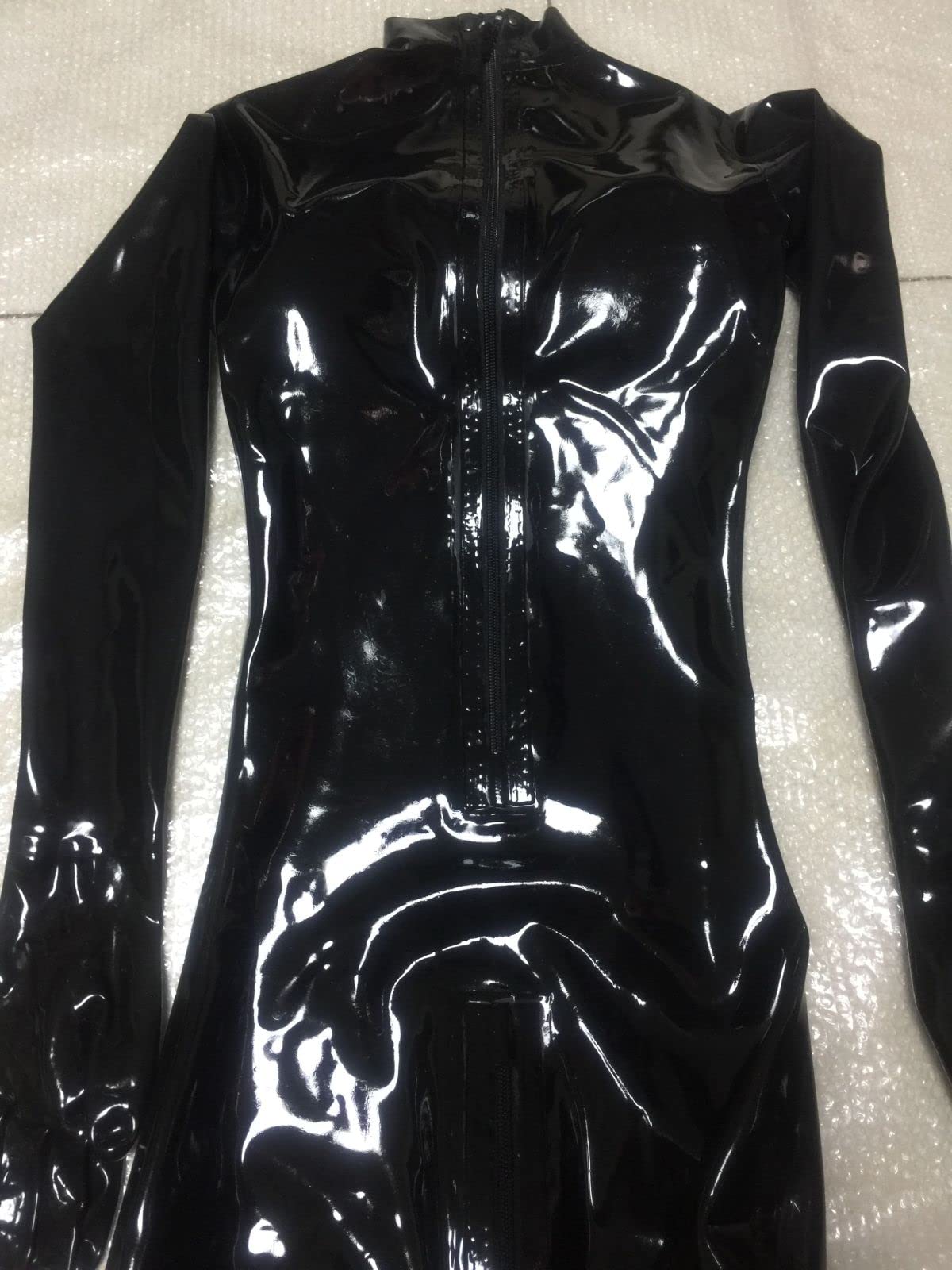 Latex Catsuit with Back Zip & Five-Toe Socks - Full Body Rubber Bodysuit for Men & Women - Fetish Wear, Cosplay, BDSM, Role Play - Perfect for Parties, Halloween, and Performance Art