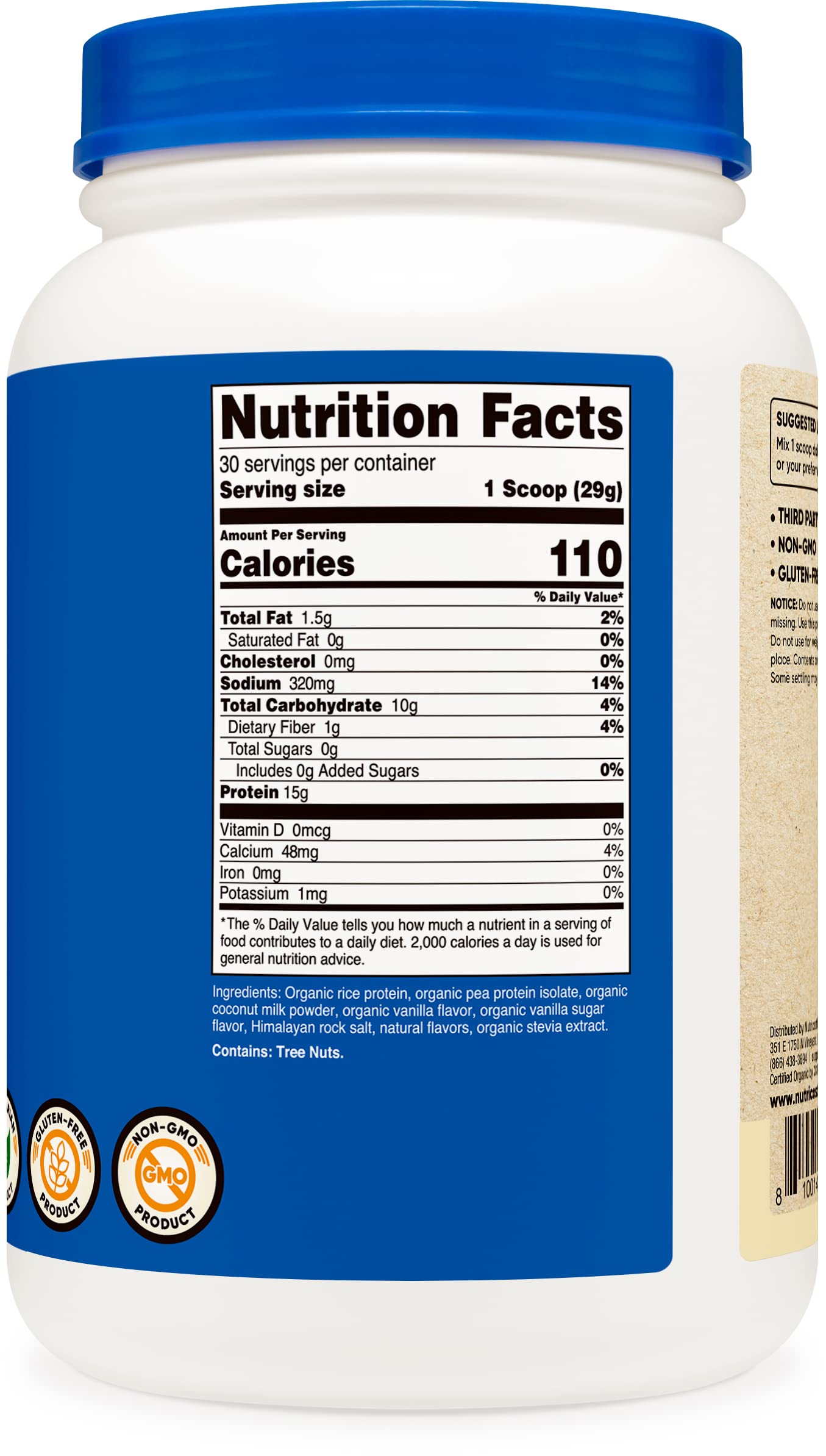 Nutricost Organic Vegan Meal Replacement Shake Powder (Vanilla) - USDA Organic Certified, Vegan, Gluten Free Protein Powder for Weight Loss & Muscle Gain - Perfect for Breakfast, Post-Workout & On-the-Go Nutrition