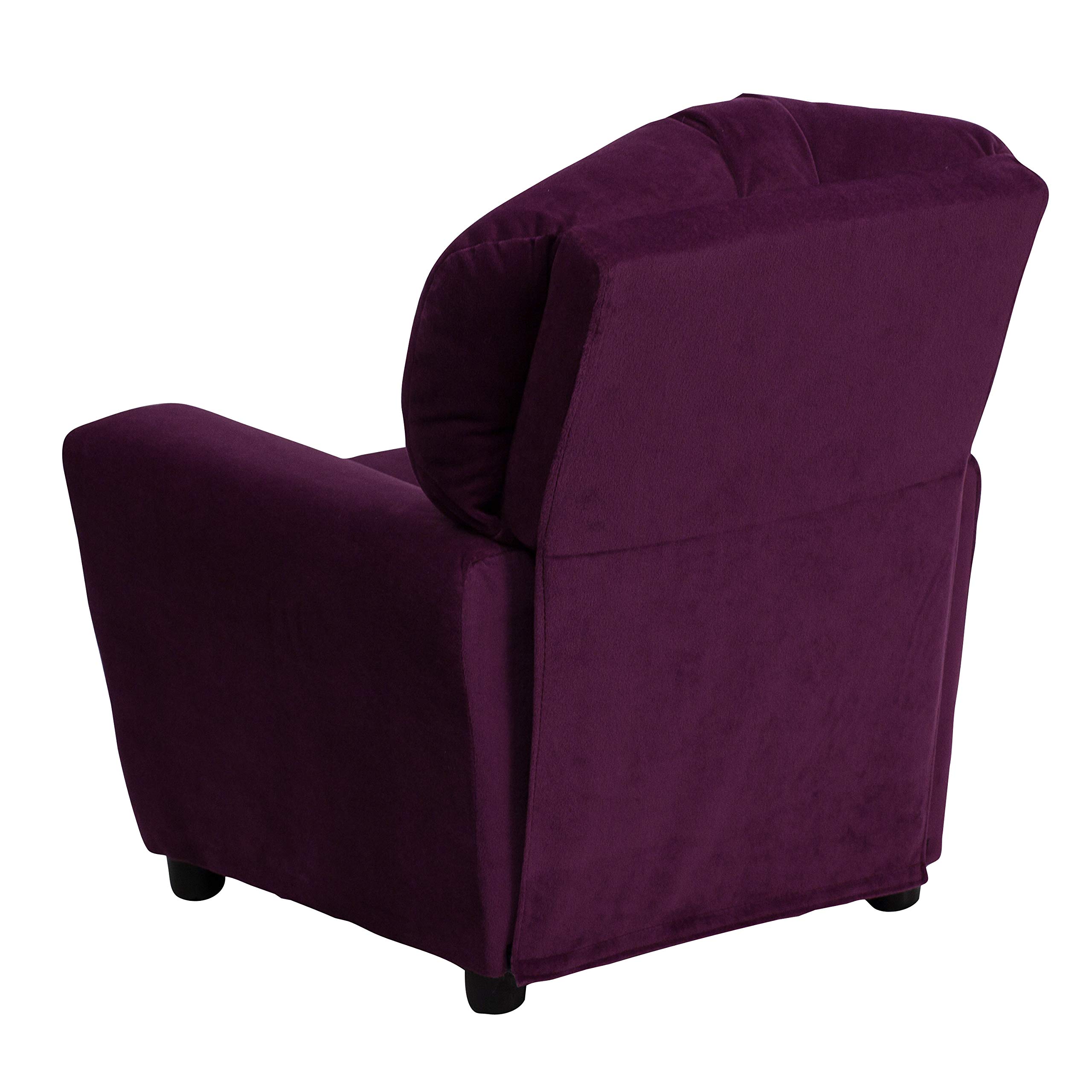 Emma & Oliver Purple Microfiber Kids Recliner Chair with Cup Holder - Comfortable Children's Lounge Chair for Bedroom, Playroom & TV Watching