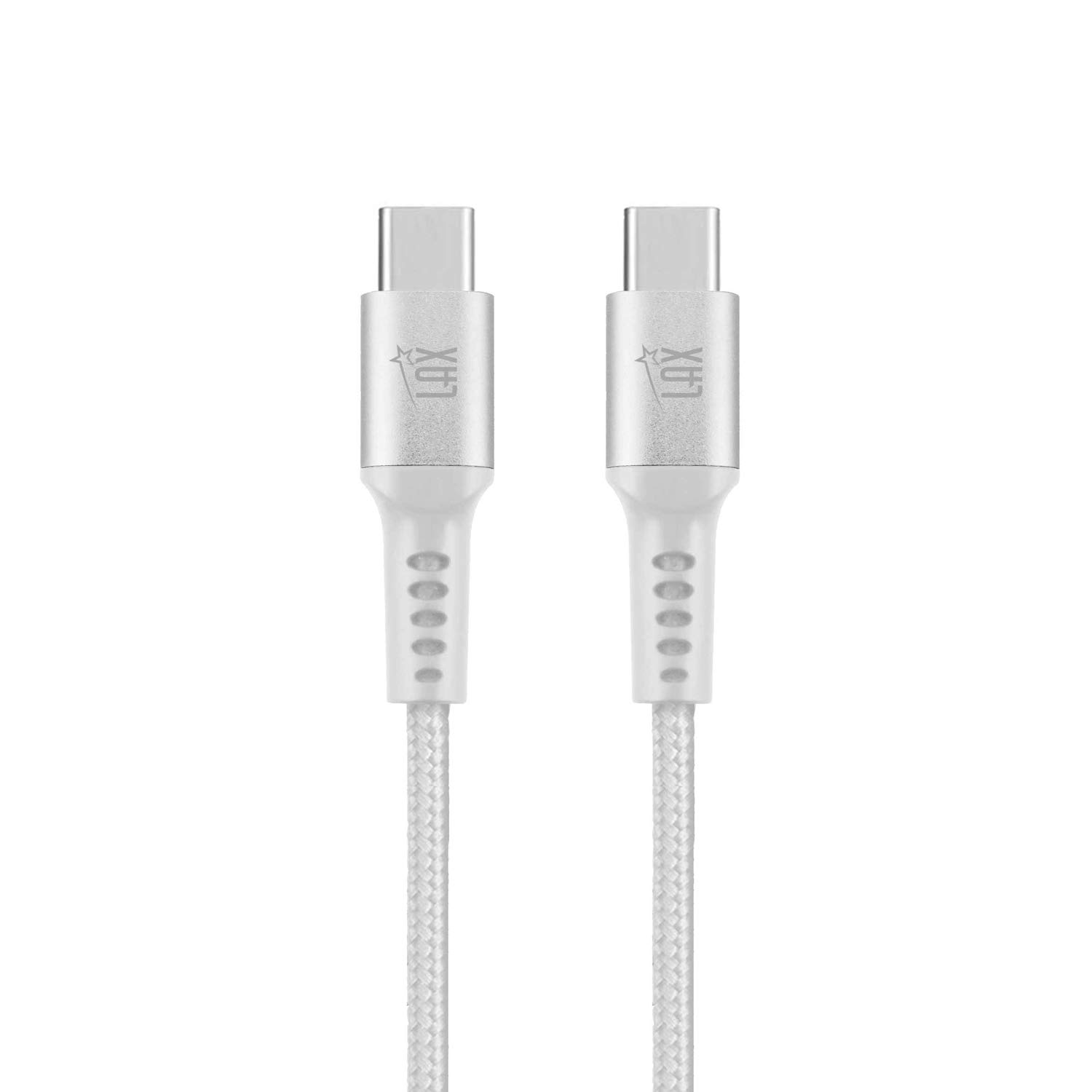 Premium Nylon Braided USB C to USB C Cable 6FT - Fast Charging & Data Sync for iPhone 15, Samsung Galaxy, MacBook, iPad Pro, Nintendo Switch - Durable Silver Charger Cord for Home, Office & Travel