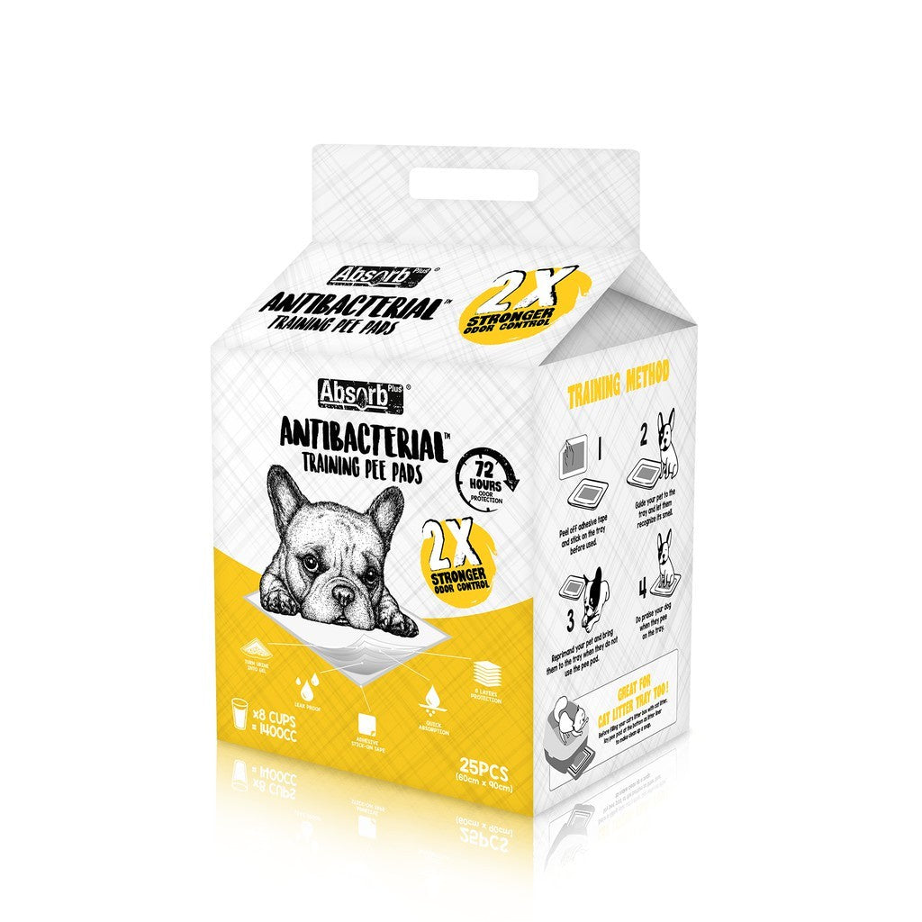 Absorb Plus Antibacterial Pet Pads - Ultra Absorbent, Odor Control, Quick Dry Dog & Cat Pee Pads (25/50/100 Count) - Ideal for Puppy Training, Senior Pets & Crate Lining [From $14.70]