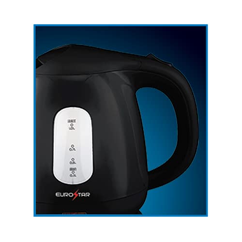 1.0L Electric Plastic Kettle with Auto Shut-Off - Fast Boiling Water Heater for Tea, Coffee & Instant Noodles - BPA-Free, Black (Perfect for Home, Office & Dorm Use)