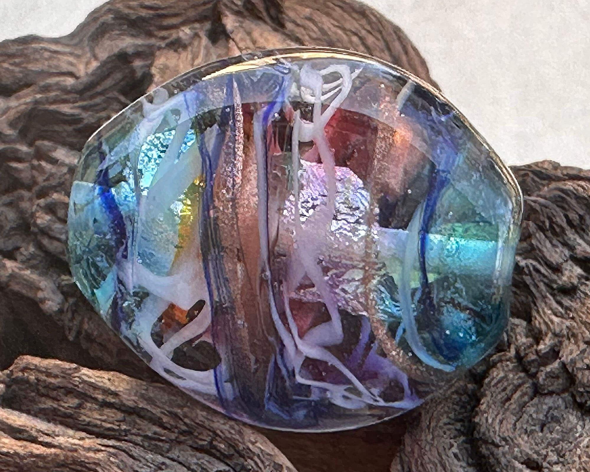 Aqua Shimmer Lampwork Glass Focal Bead for Jewelry Making - Handmade SRA Art Bead for Necklaces, Bracelets & DIY Crafts - Perfect for Beaders and Jewelry Designers