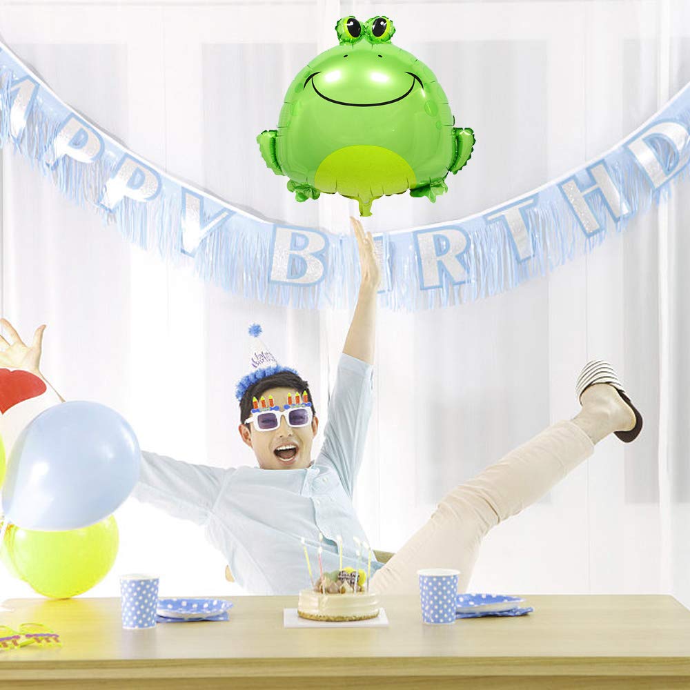 Large Green Frog Foil Balloons (25.6 Inch, 5PCS) - Cute Inflatable Mylar Frog Balloons for Baby Showers, Animal Themed Parties, Birthday Decorations - Perfect for Jungle-Themed Events, Kids' Room Decor, and Outdoor Celebrations