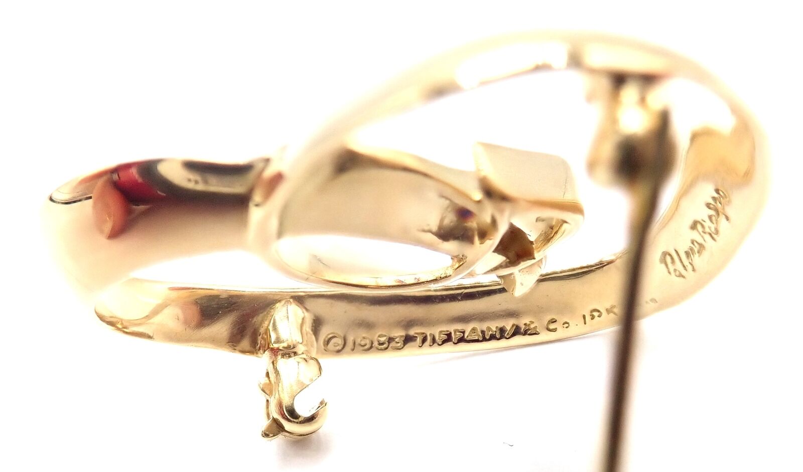 Authentic Tiffany & Co Paloma Picasso 18k Yellow Gold Diamond Heart Pin Brooch - Elegant Jewelry Gift for Women, Perfect for Weddings & Special Occasions