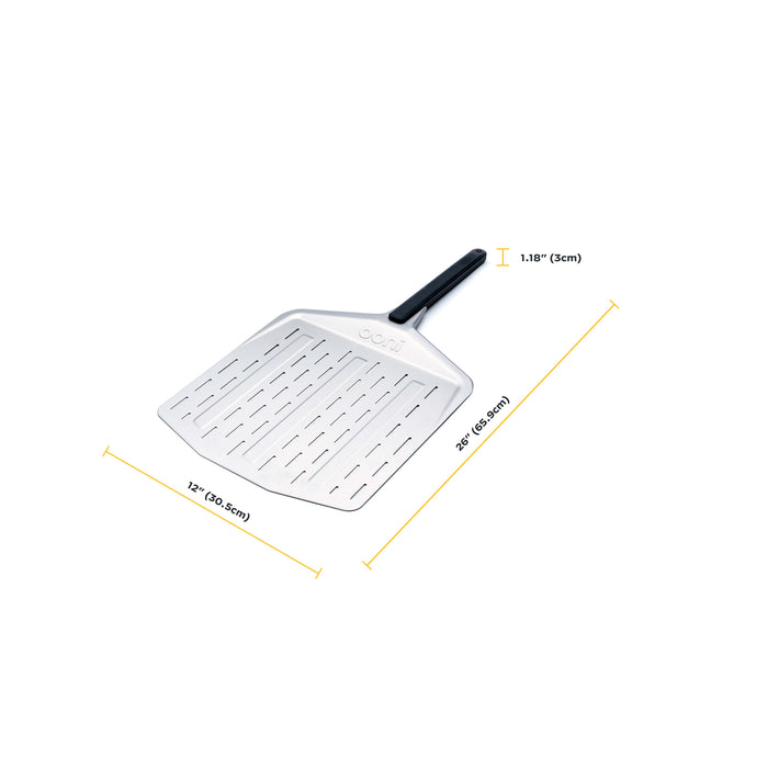 Ooni Perforated Pizza Peel - Premium Aluminum Pizza Paddle for Outdoor Wood Fired Ovens - Perfect for Neapolitan & Artisan Pizza Making at Home or Restaurant Use