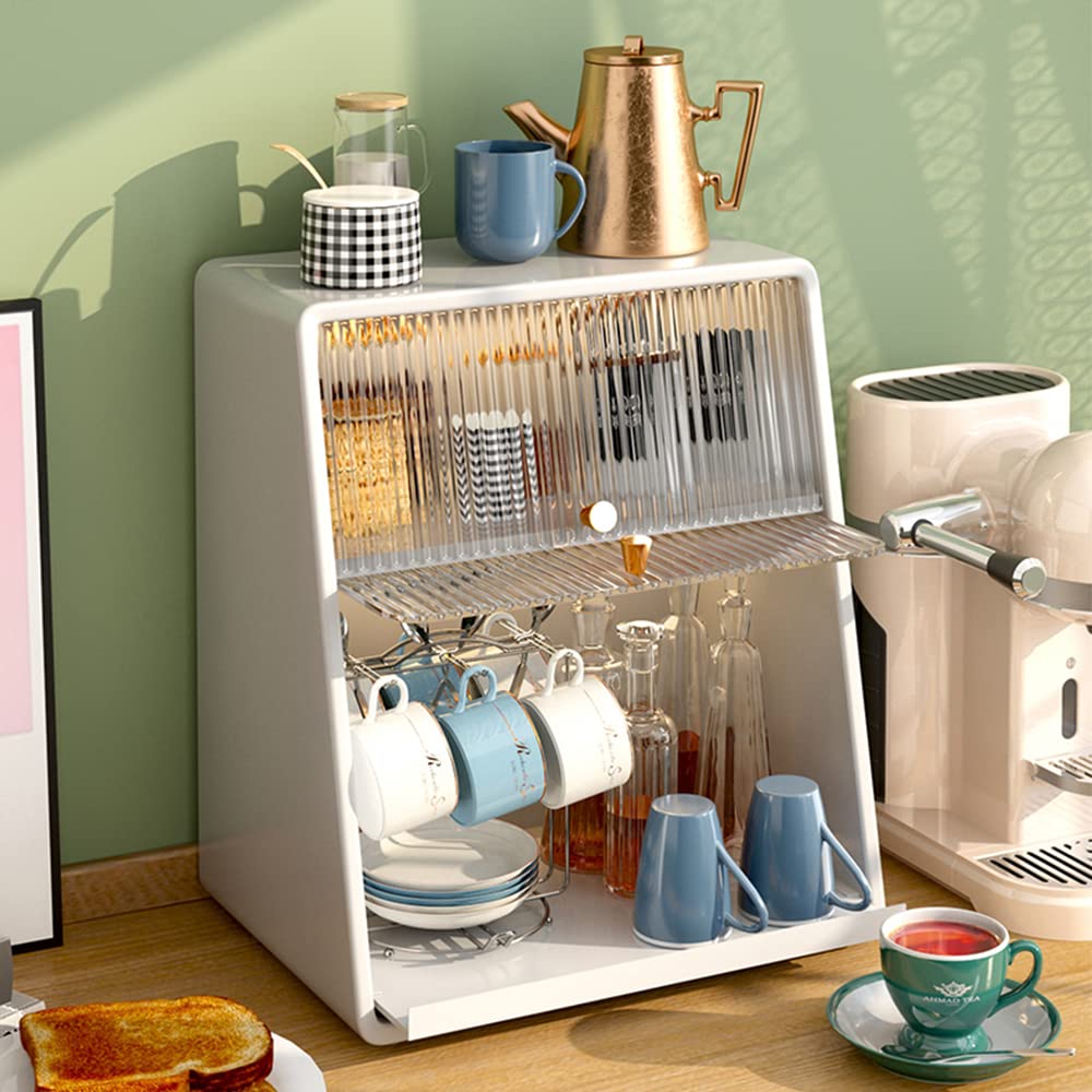 3-Tier Coffee Mug Holder - Stackable Cup Organizer for Kitchen, Office & Cabinet Storage - Perfect for Tea, Coffee & Utensil Organization (White) - Space-Saving Solution for Small Kitchens & Work Desks