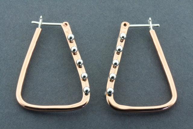Sterling Silver & Copper Ball Hoop Earrings - Elegant Angled Design for Women, Perfect for Parties, Weddings & Everyday Wear