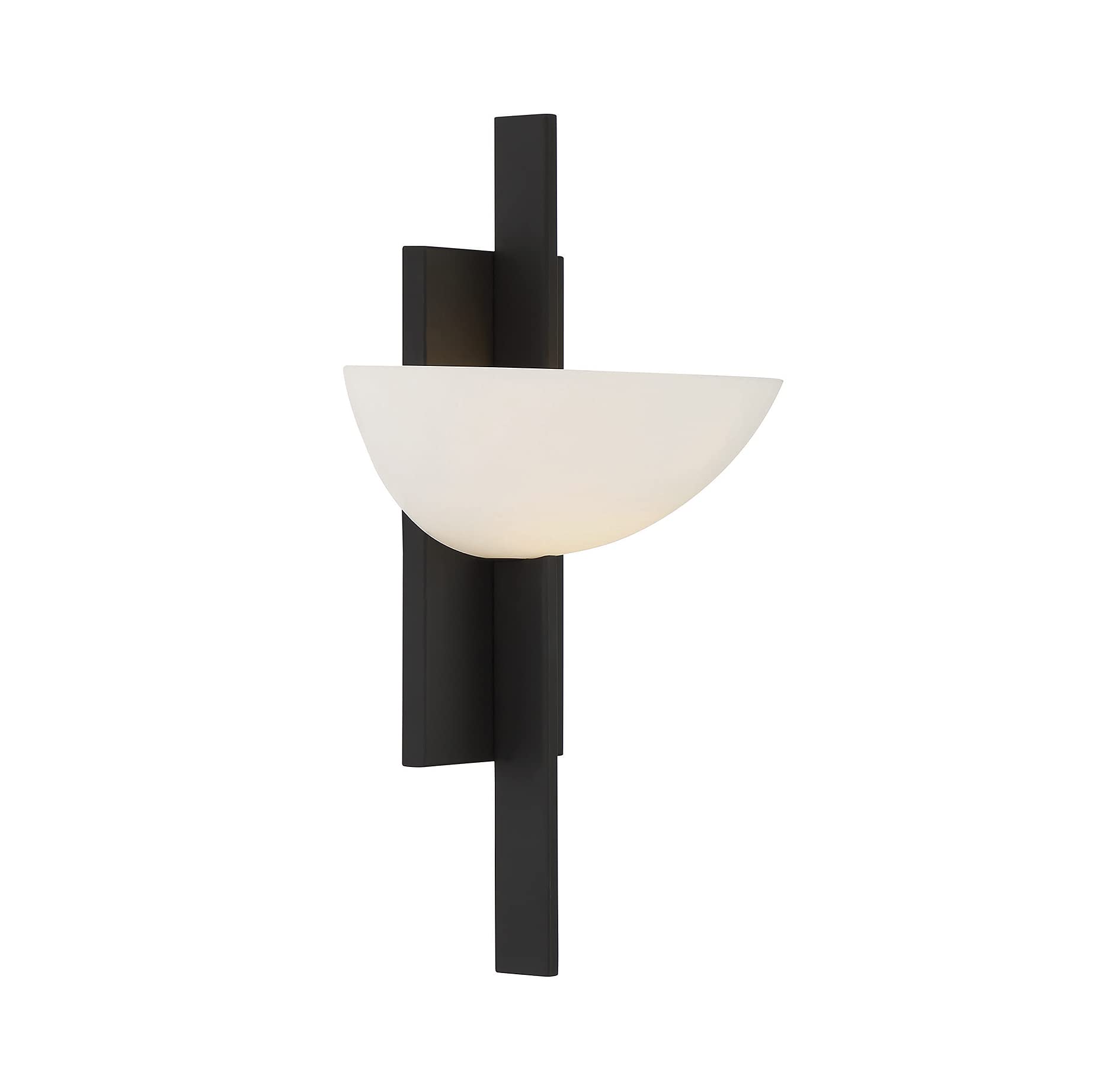 Savoy House Fallon Mid-Century Modern Wall Sconce - Vintage White Opal Glass, 1-Light 60W, 15