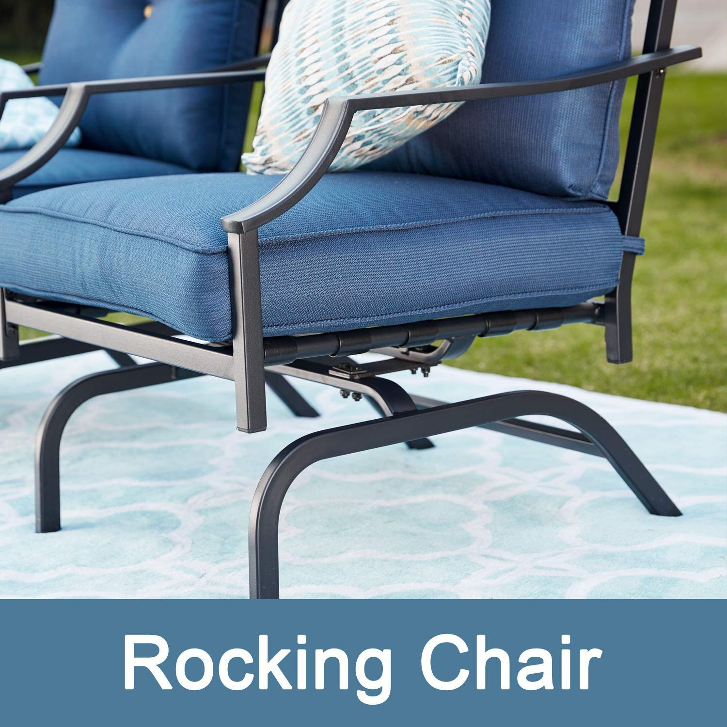 PatioFestival 4-Piece Outdoor Furniture Set - All-Weather Cushioned Metal Loveseat, Lawn Chairs & Coffee Table - Perfect for Poolside, Garden, and Backyard Relaxation