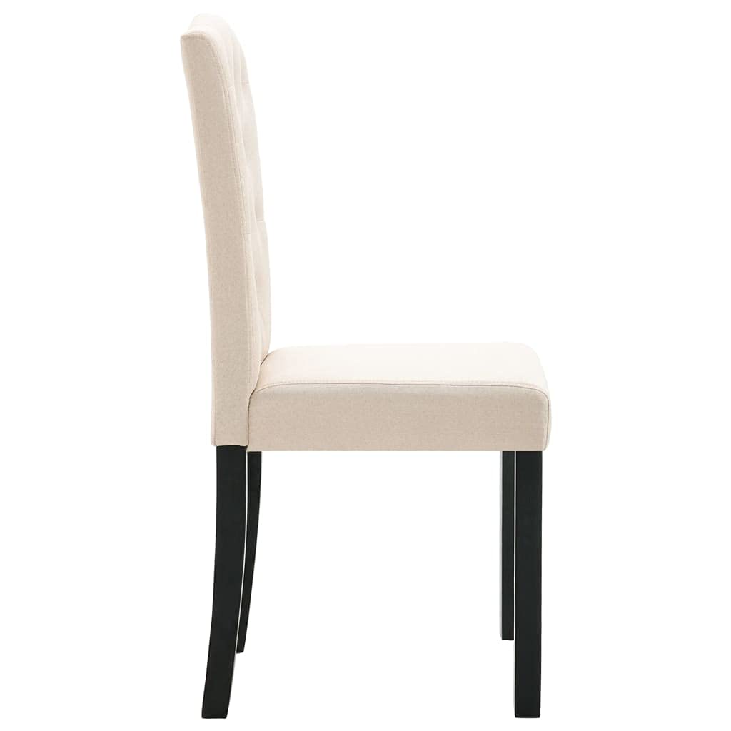 SKM Dining Chairs Set of 4 - Cream Fabric Upholstered Kitchen Chairs with Padded Seats - Modern Dining Room Furniture for Home, Restaurant & Office Use