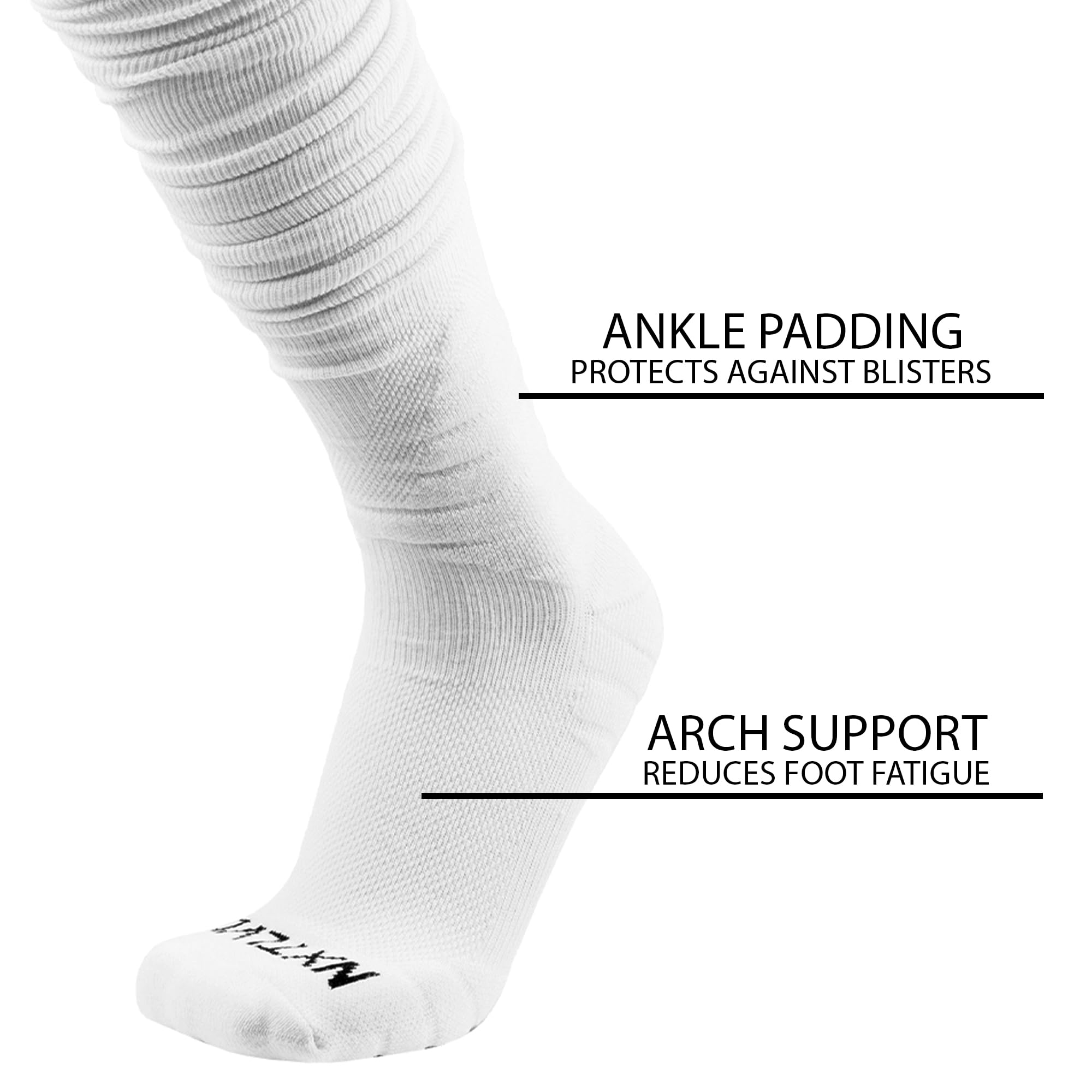 NXTLVL Extra Long Padded Sports Socks for Men & Boys - Football Baseball Basketball Scrunch Socks - Perfect for Training, Games & Athletic Performance