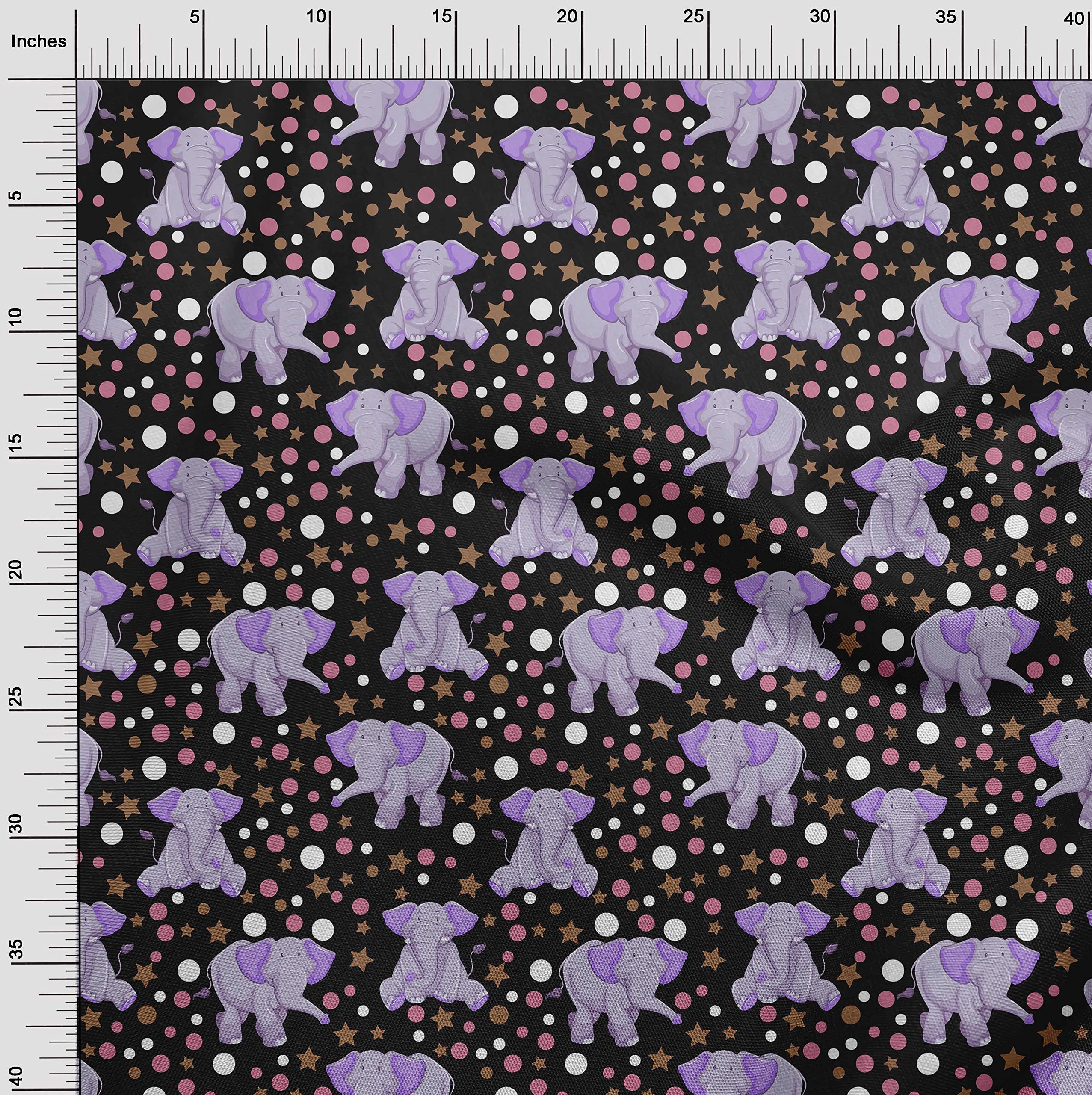 Premium 100% Cotton Poplin Twill Black Circus Print Fabric by The Yard - 56