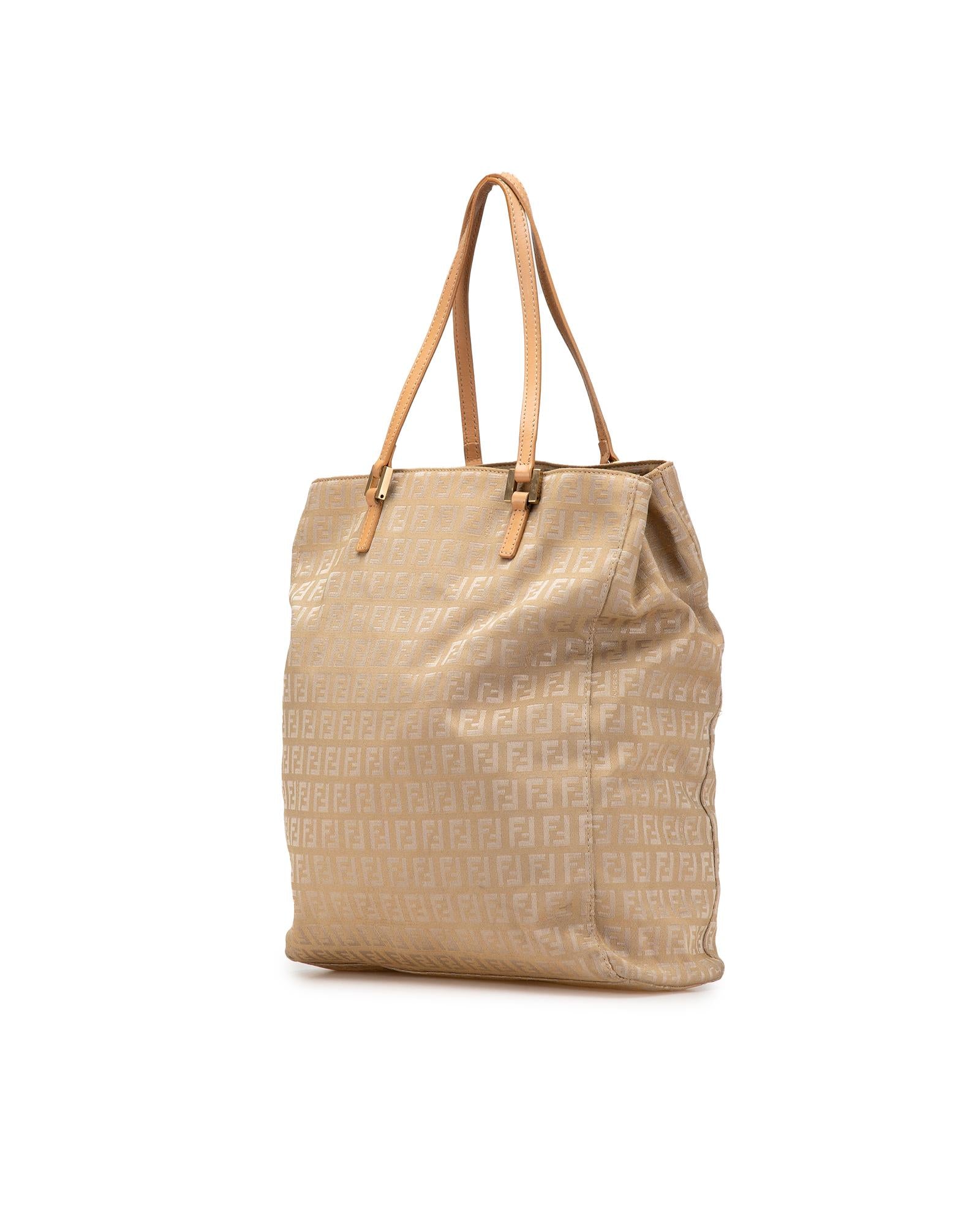 Fendi Beige Logo Tote Bag for Women - Luxury Designer Handbag for Work, Travel & Everyday Use