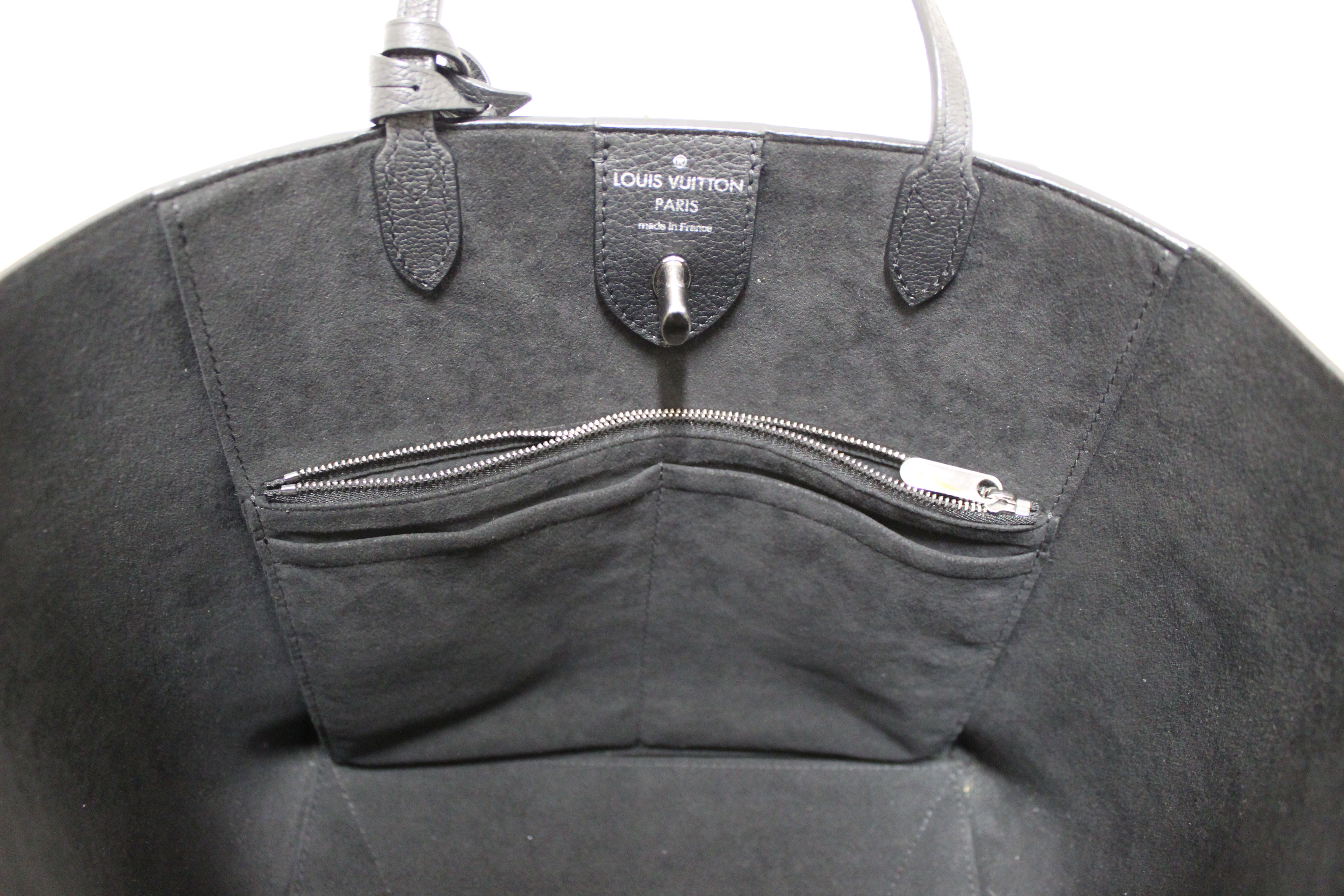 Authentic Louis Vuitton Black Grained Calf Leather Lockme Go Shopper Tote Bag for Women | Luxury Designer Handbag for Work, Travel & Everyday Use