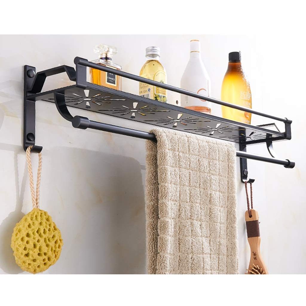 Sturdy Standing Shelf Towel Rack - No Drill Bathroom & Kitchen Organizer with Single Pole Design | Perfect for Small Spaces, Apartments, and Laundry Rooms